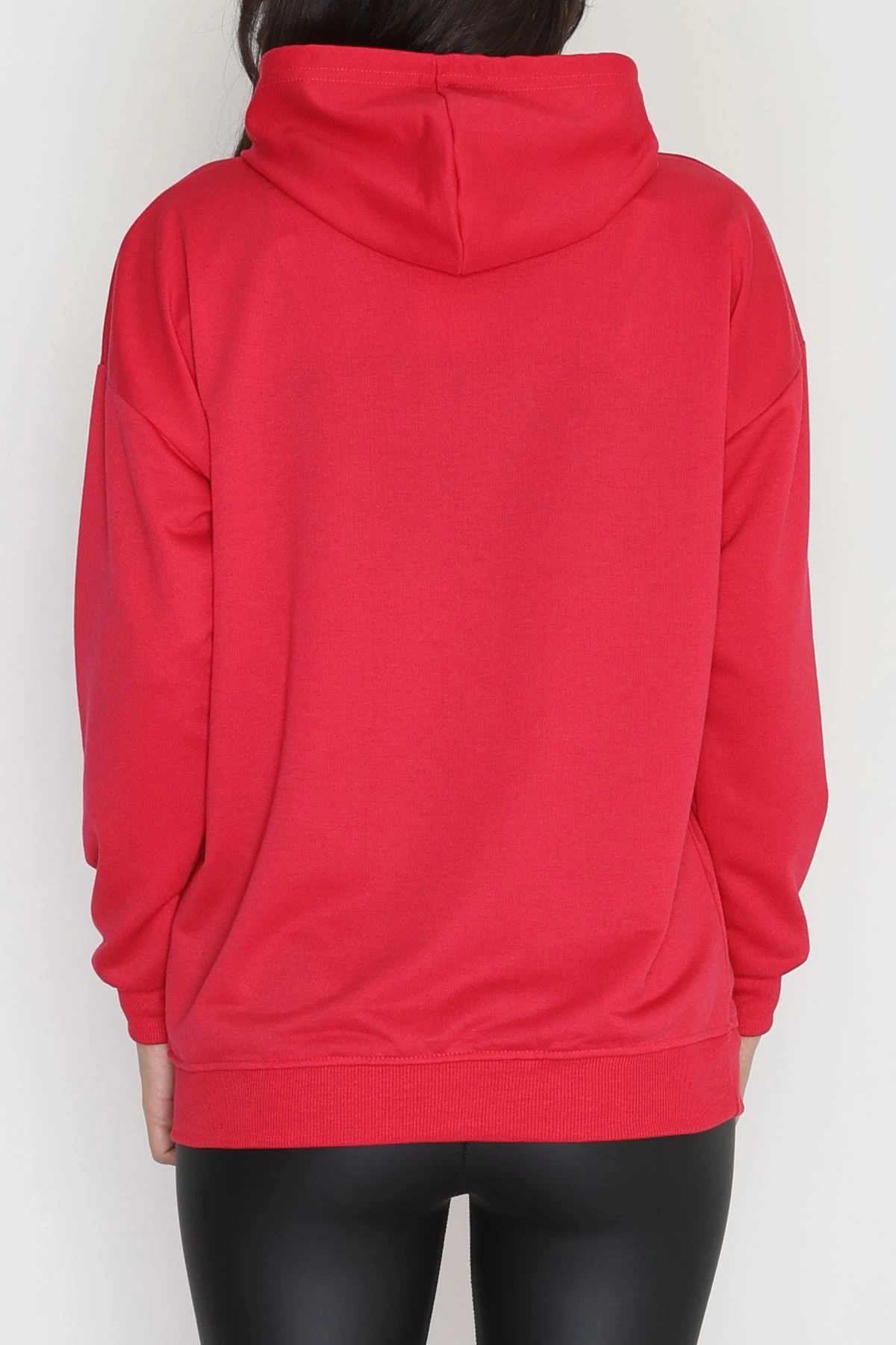 2 İplik Kapşonlu Baskılı Sweatshirt Fuşya - 31316.1878.