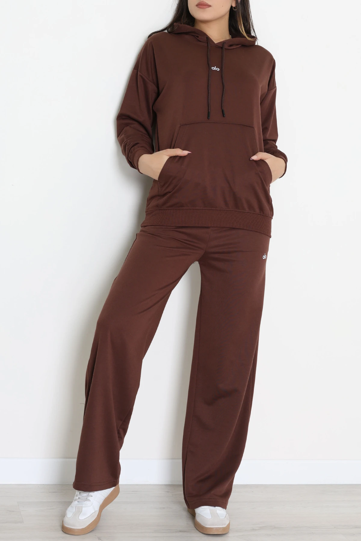 2 İplik Baskılı Eşofman Takımı Acıkahve - 31320.1878.