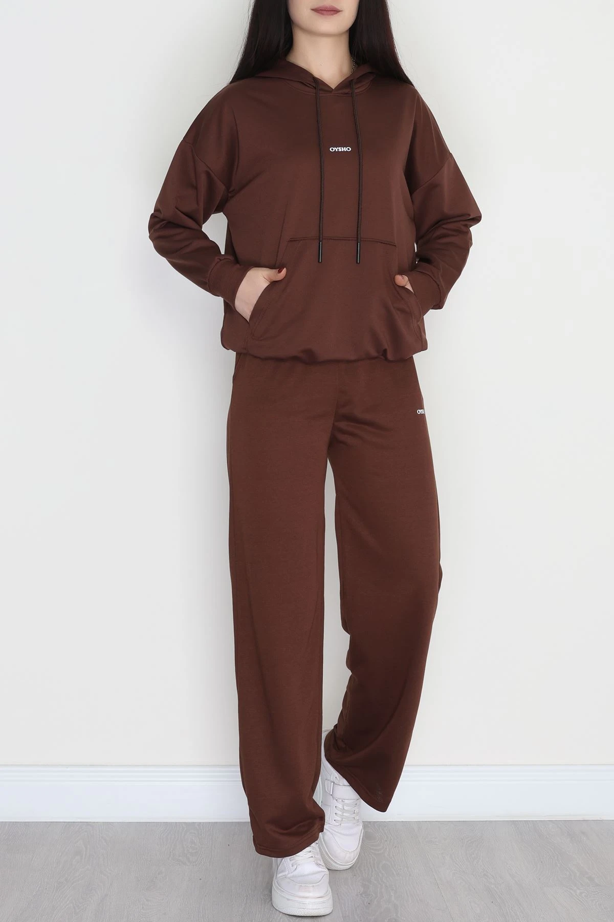 2 İplik Baskılı Eşofman Takımı Acıkahve - 31321.1878.