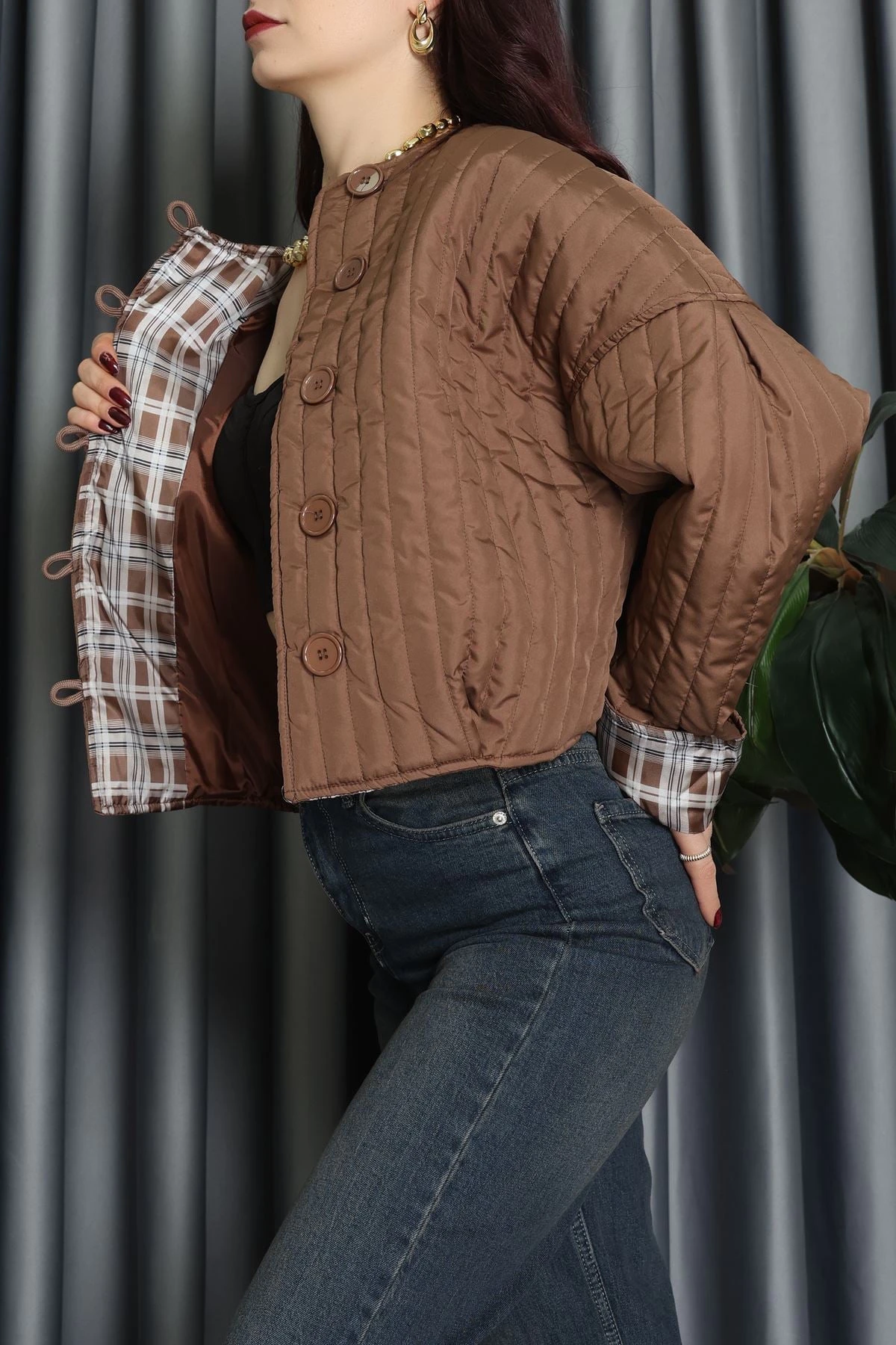 Astarlı Kapitone Ceket Kahve - 31635.439.