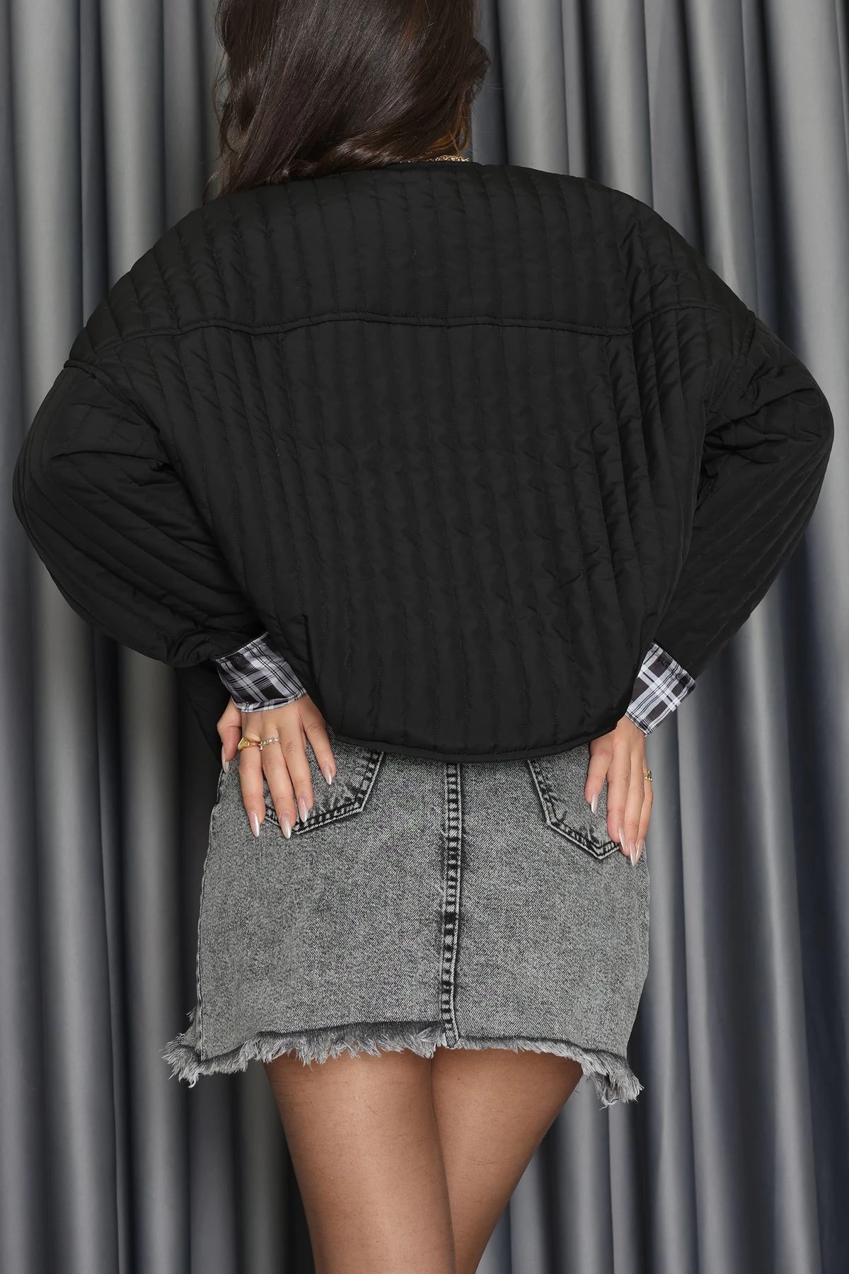 Astarlı Kapitone Ceket Siyah - 31635.439.