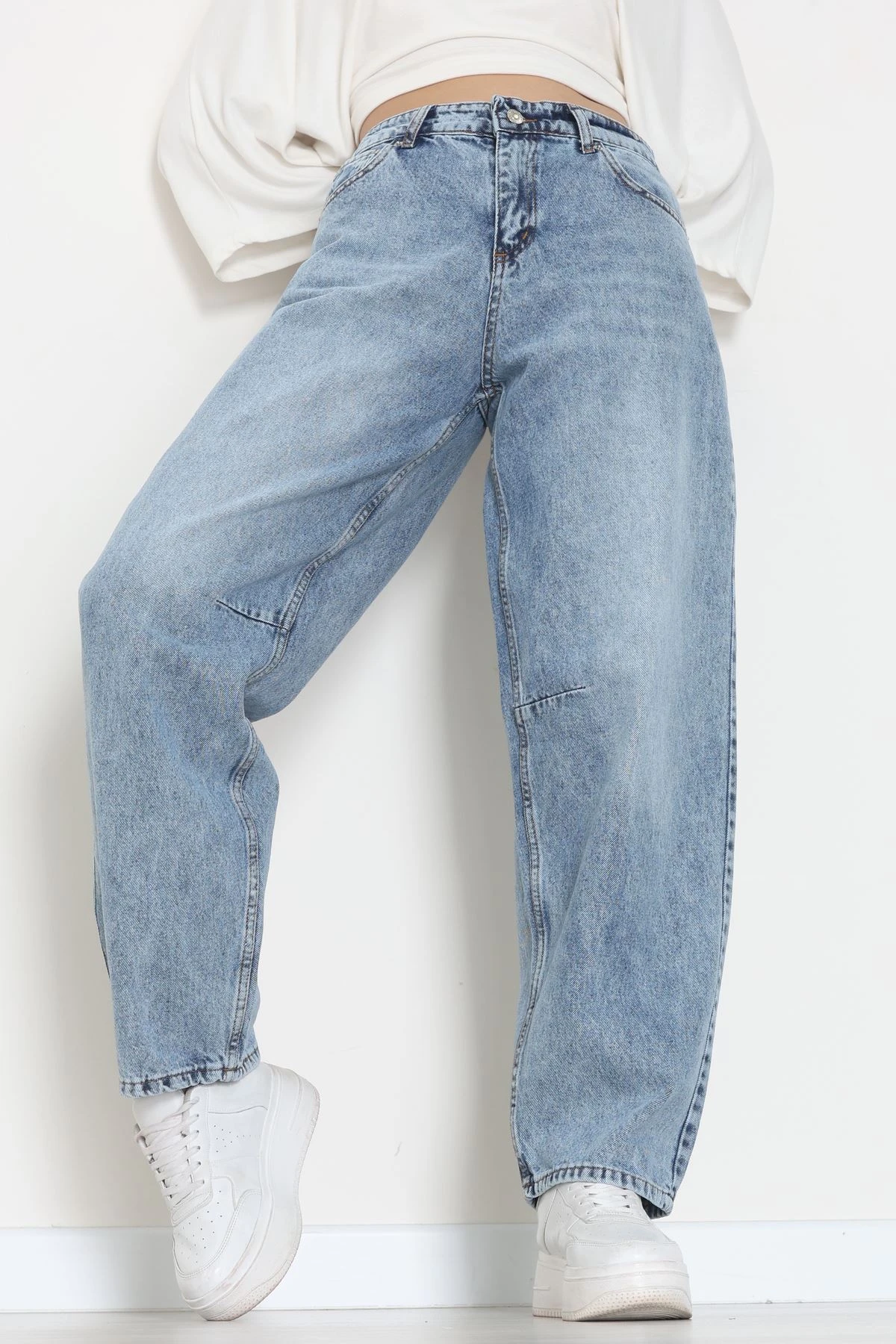 Arkası Tokalı Baggy Kot Pantolon Buzyıkama - 31712.2059.