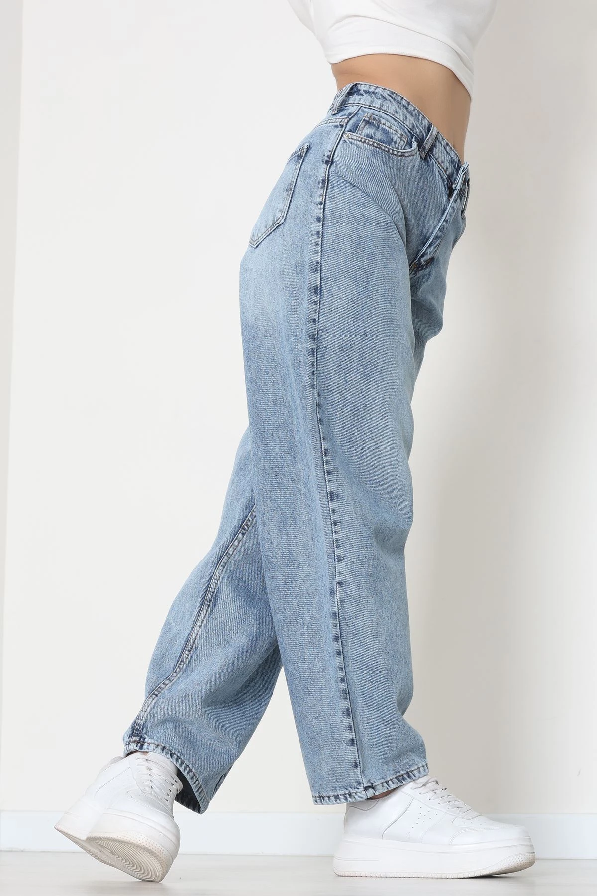 Arkası Tokalı Baggy Kot Pantolon Buzyıkama - 31712.2059.