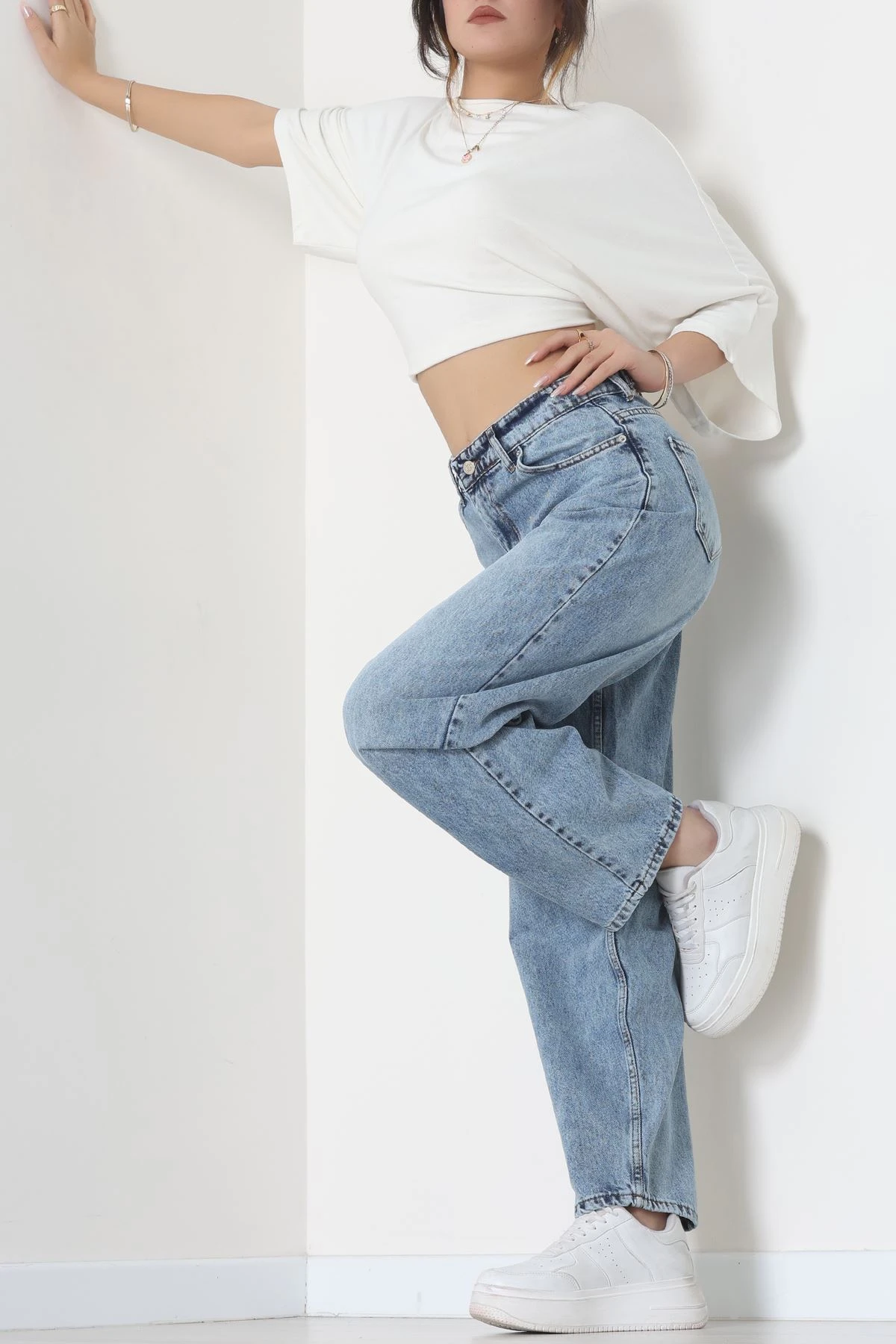 Arkası Tokalı Baggy Kot Pantolon Buzyıkama - 31712.2059.