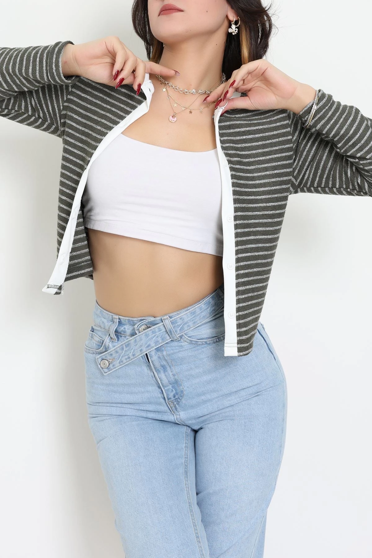 Düğmeli Hırka Haki - 31835.2131.