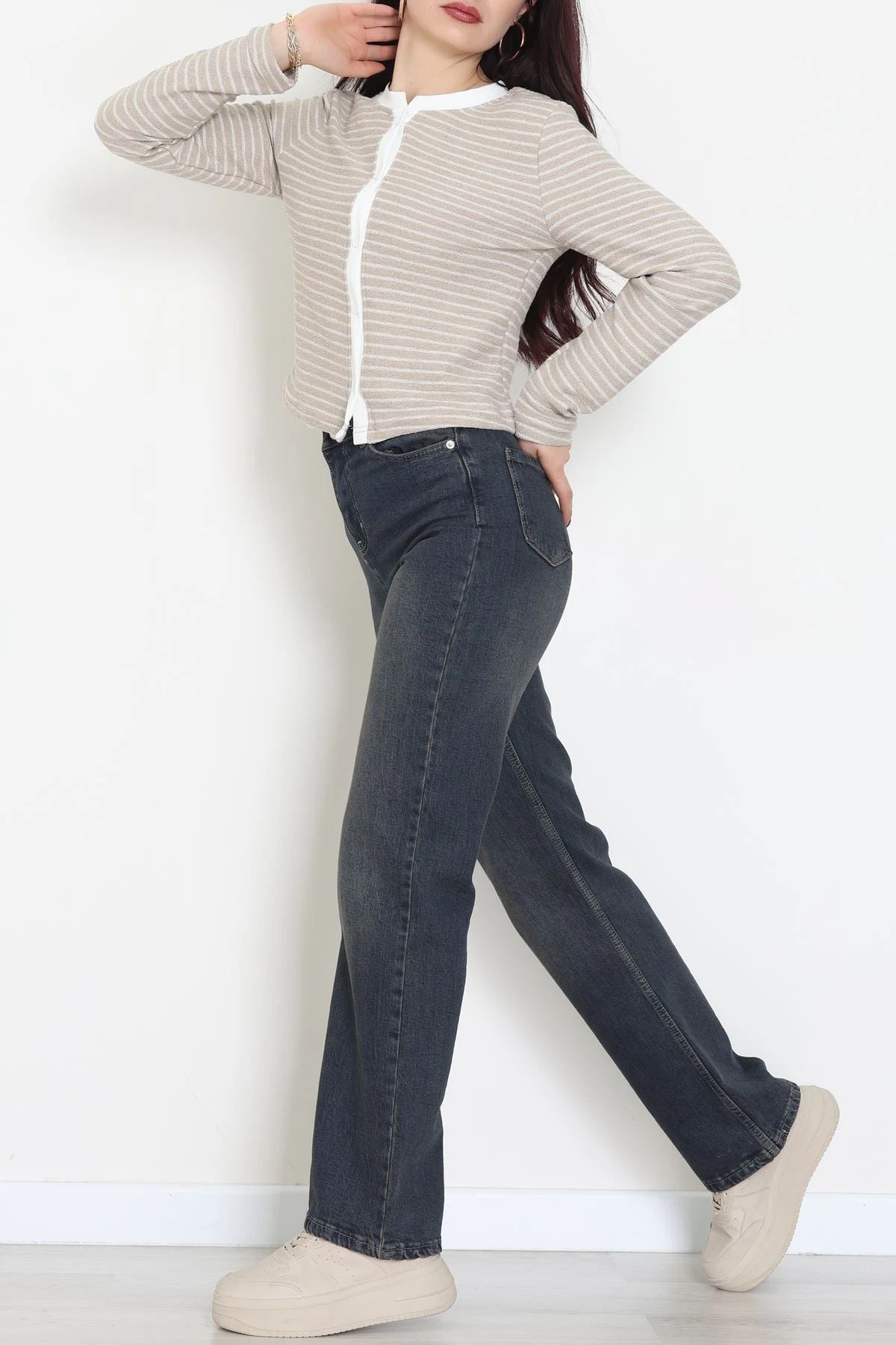 Düğmeli Hırka Krem - 31835.2131.