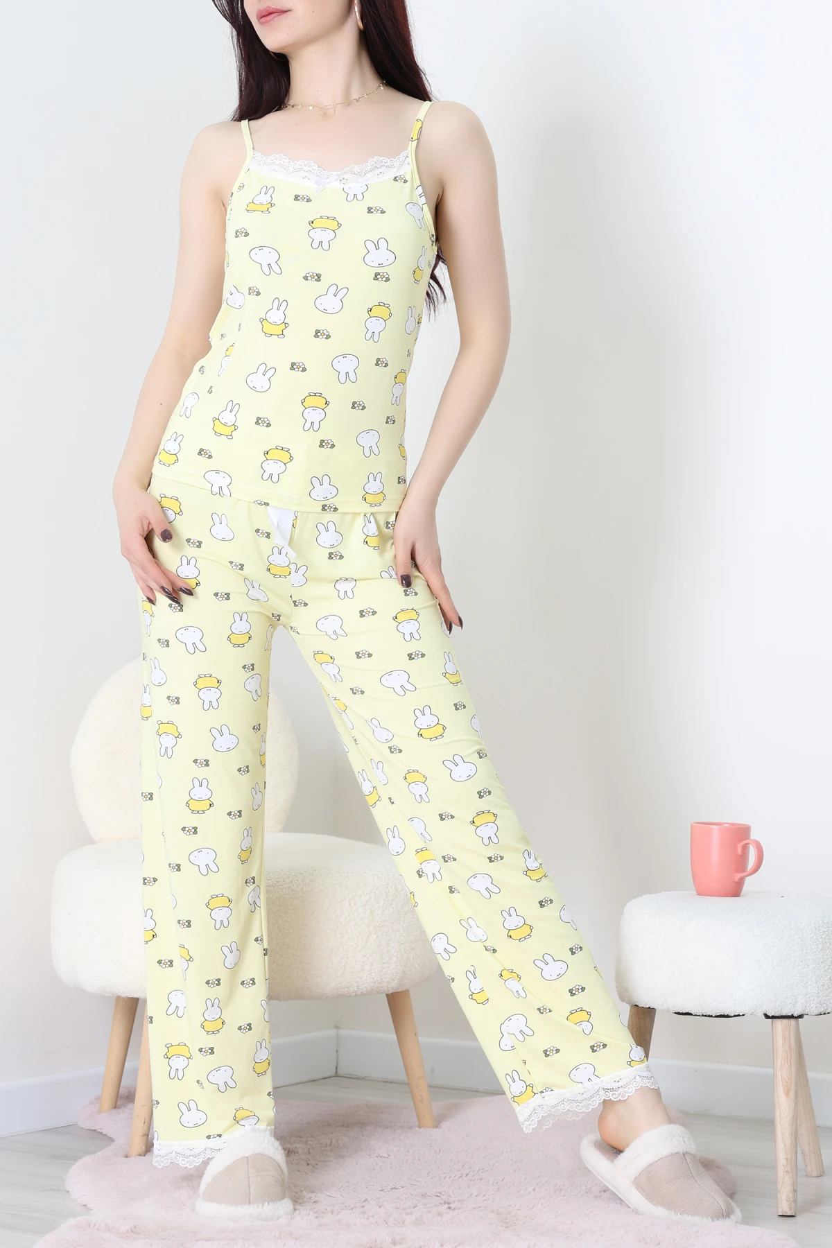 Baskılı İp Askılı Milan Pijama Takımı Sarıtavşan - 320.1287.