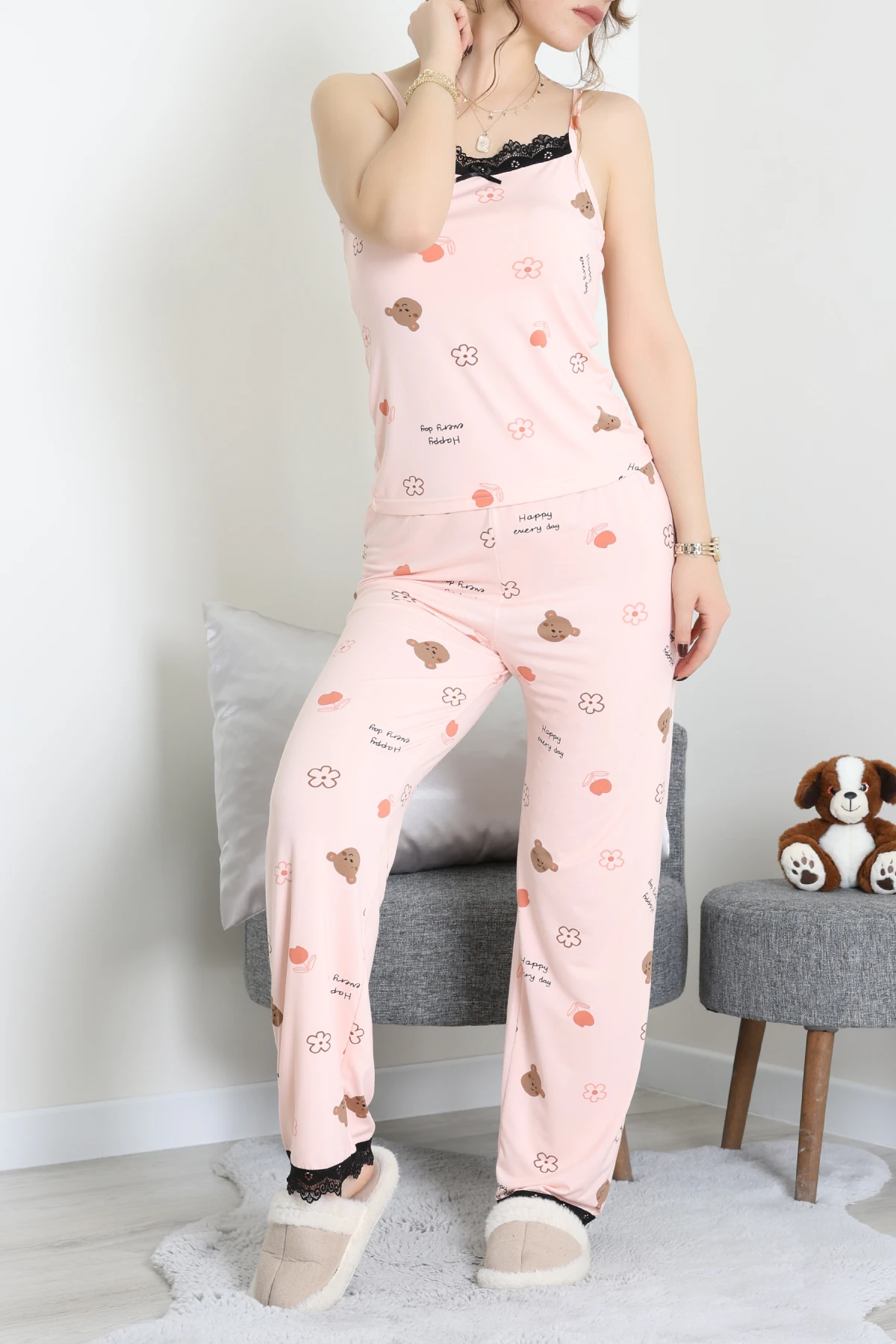 Milan İp Askılı Pijama Takımı Pudra - 320.1287.