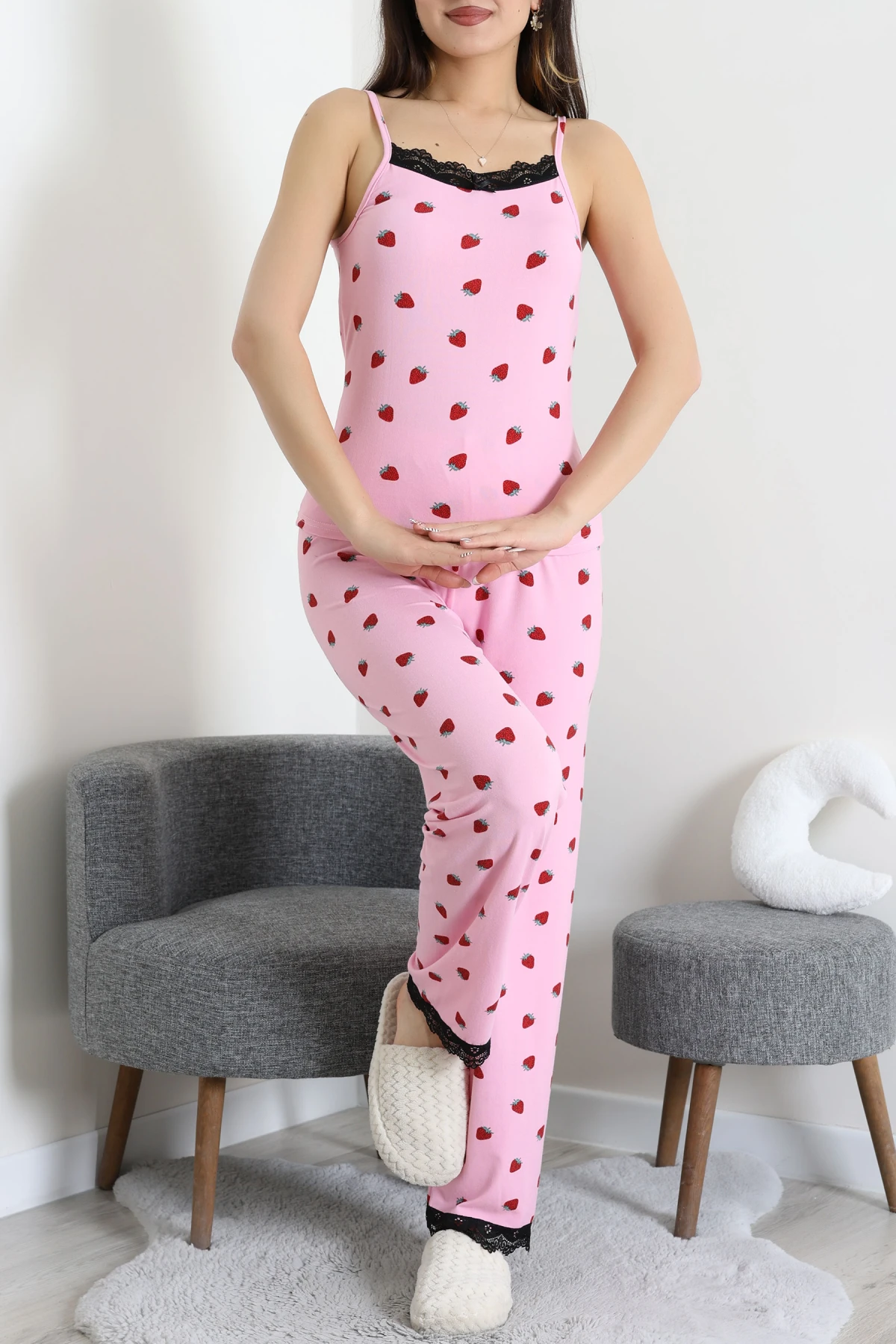 Milan İp Askılı Pijama Takımı Pembeçilek - 320.1287.