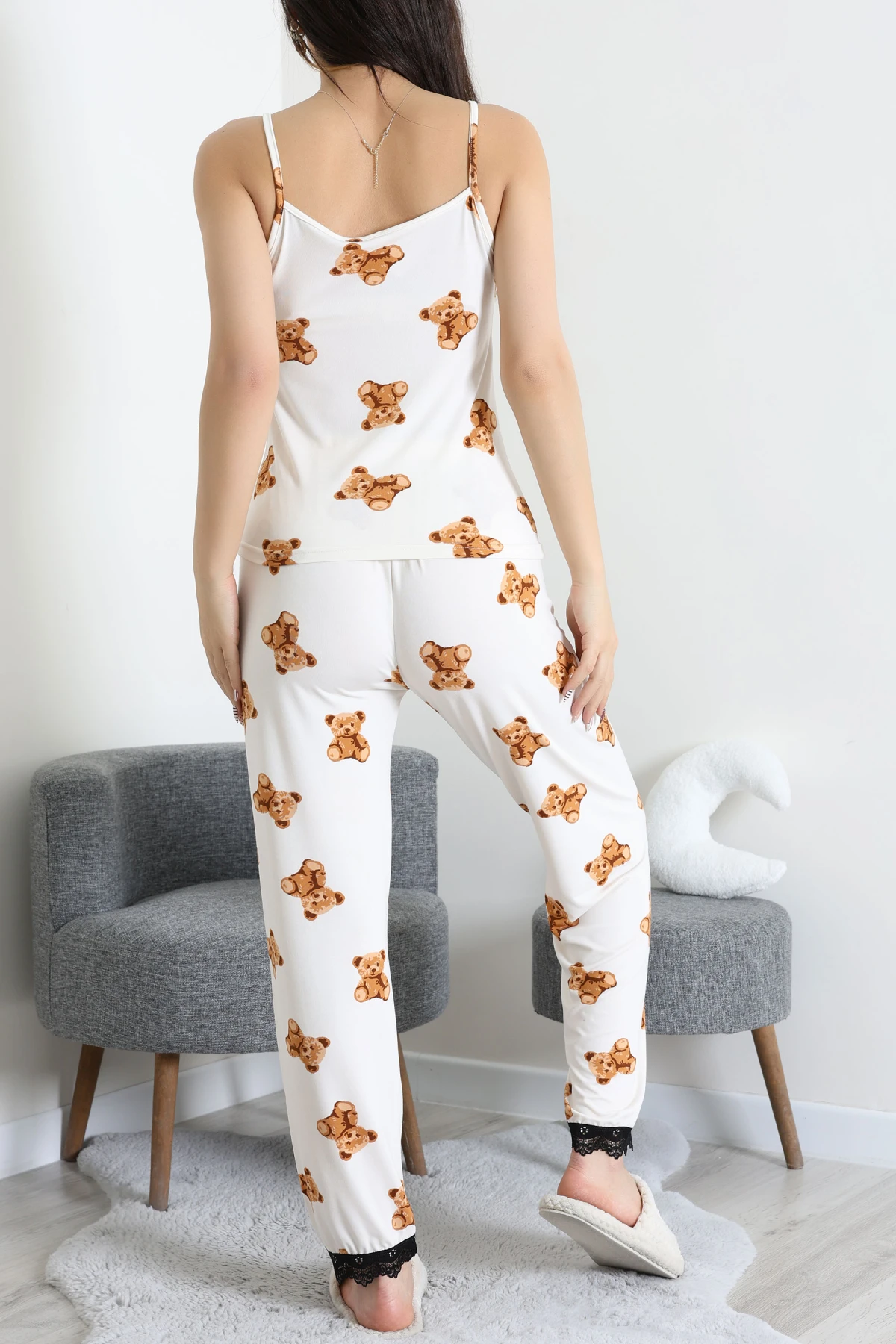 Milan İp Askılı Pijama Takımı Krembej - 320.1287.