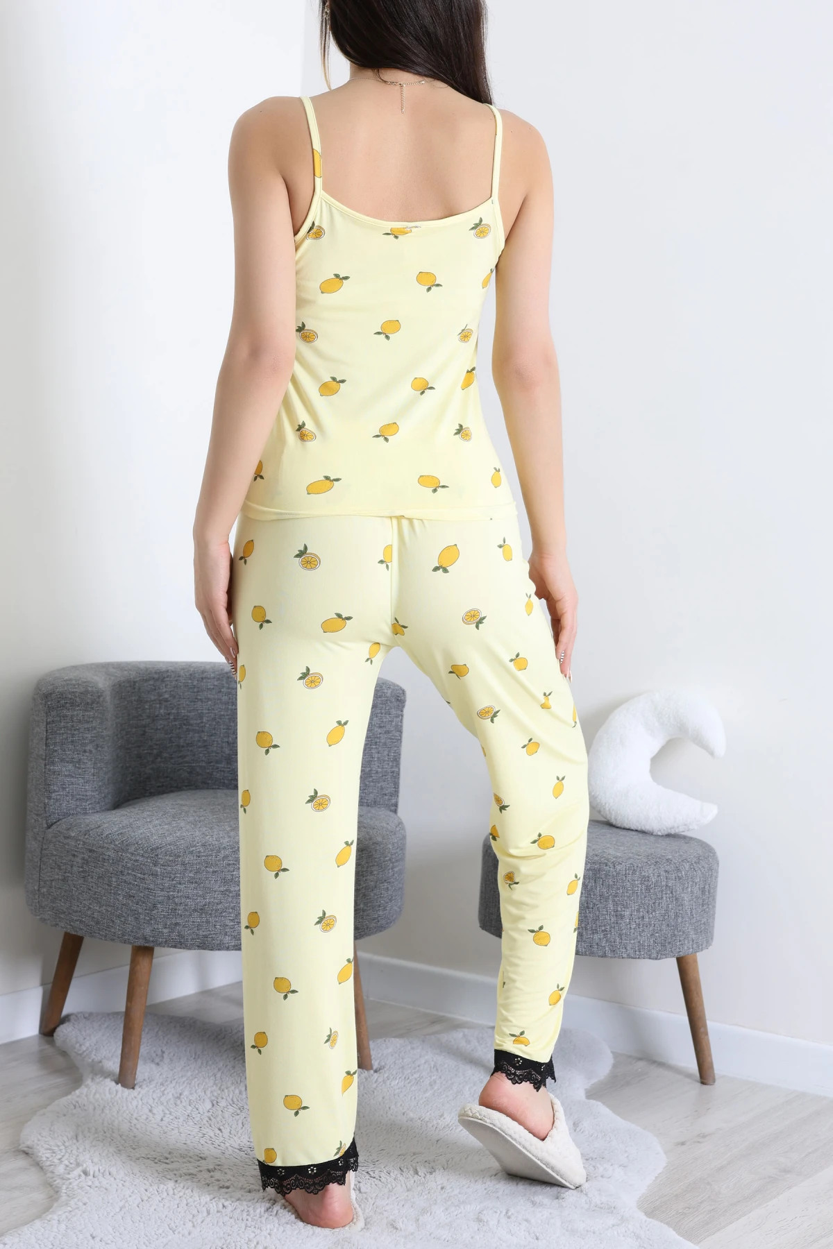 Milan İp Askılı Pijama Takımı Sarılimon - 320.1287.