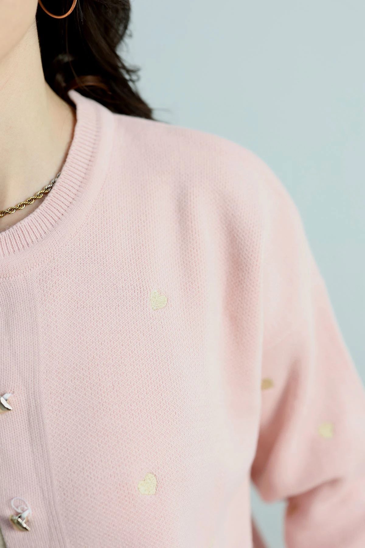 Kalp Detaylı Hırka Pembelatte - 3219.1577.