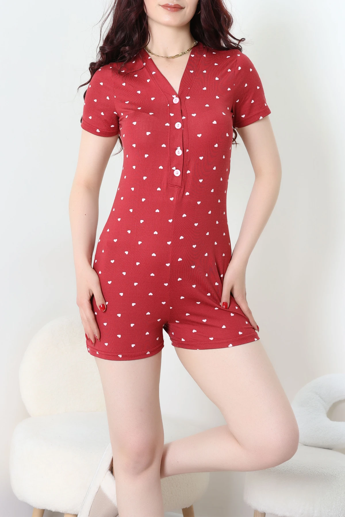 Milan Şortlu Tulum Kırmızı - 32255.1857.