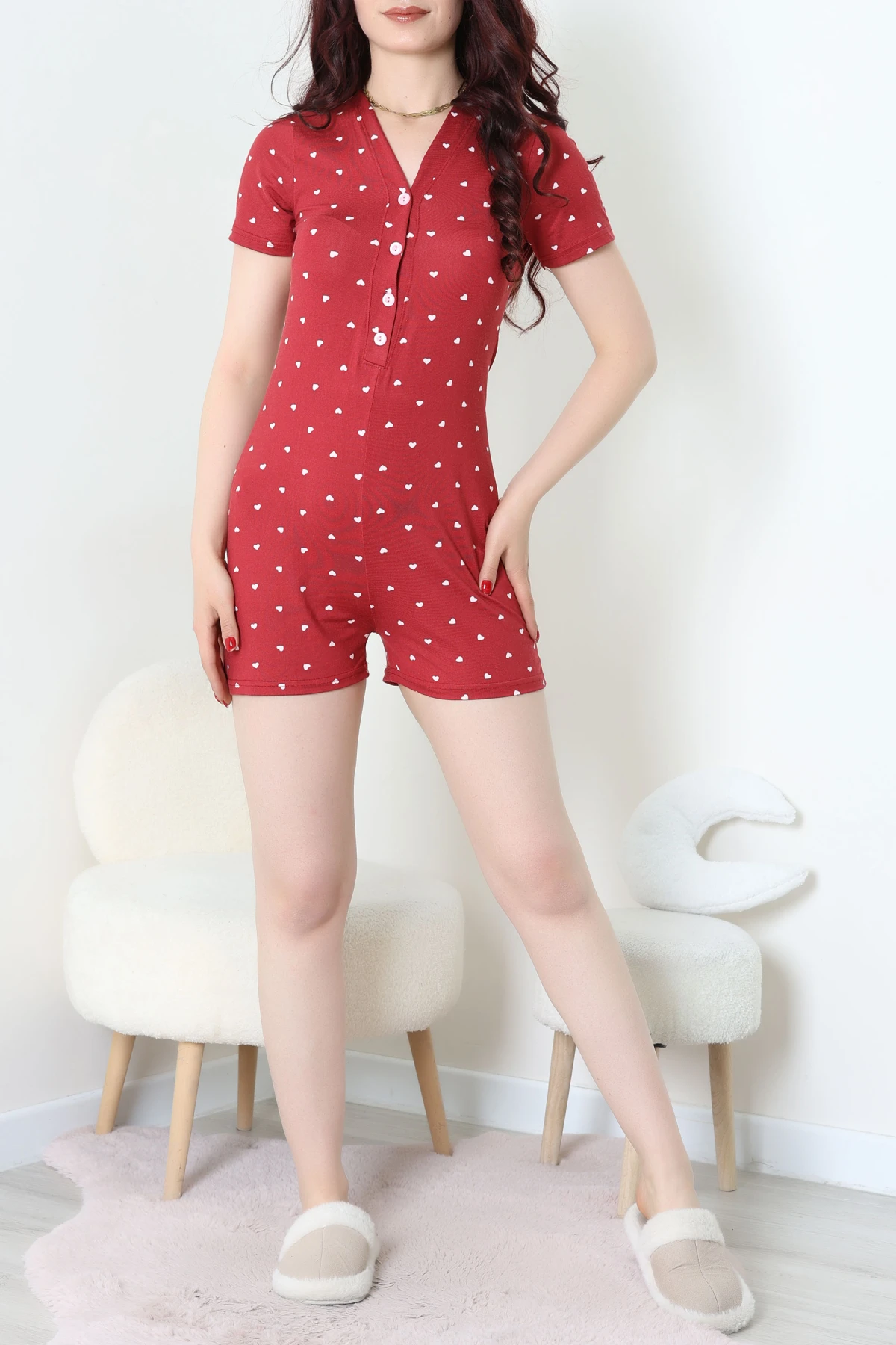 Milan Şortlu Tulum Kırmızı - 32255.1857.