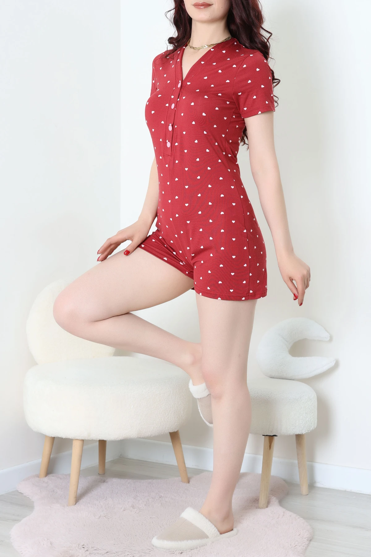 Milan Şortlu Tulum Kırmızı - 32255.1857.