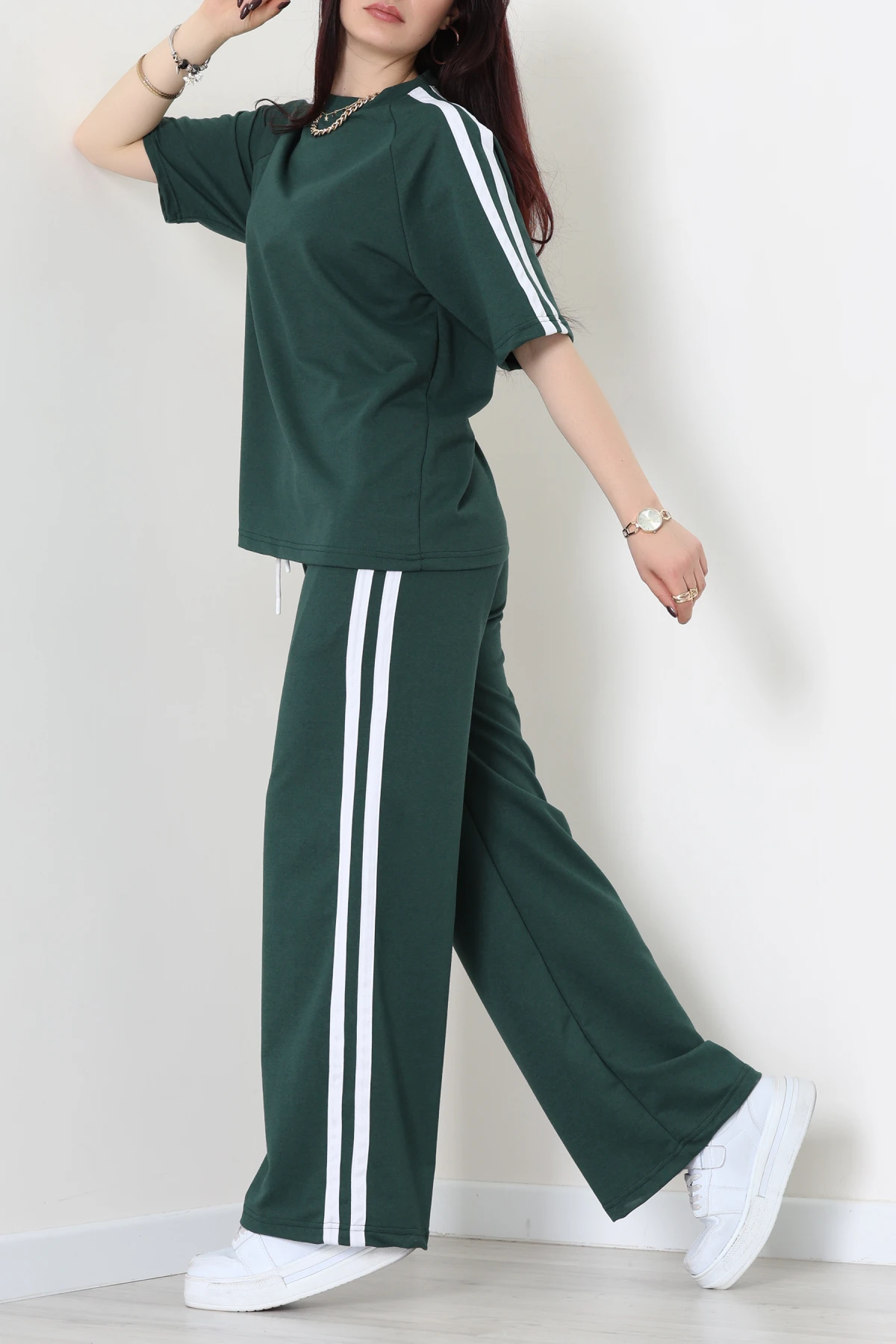 2 İplik Şeritli Eşofman Takımı Zümrüt - 32262.1567.