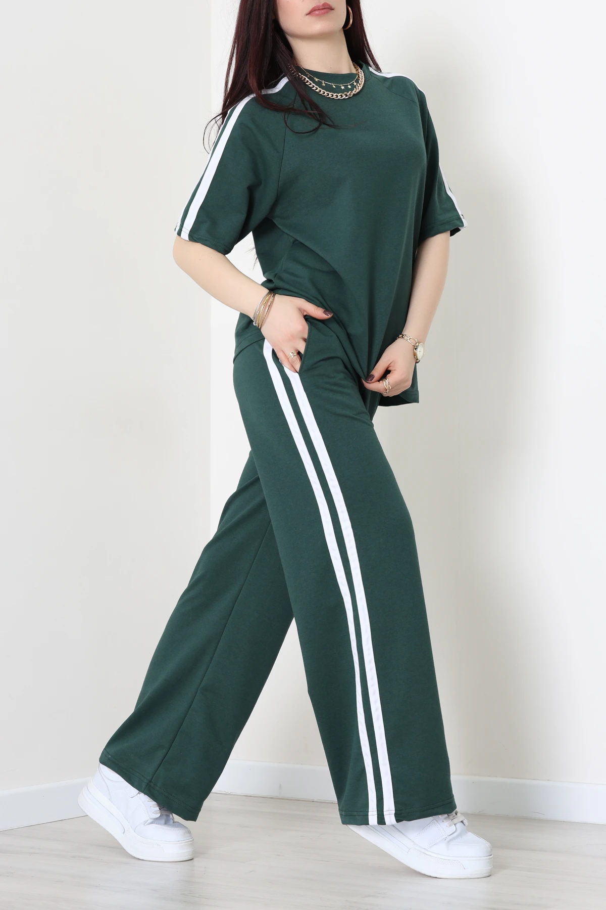 2 İplik Şeritli Eşofman Takımı Zümrüt - 32262.1567.