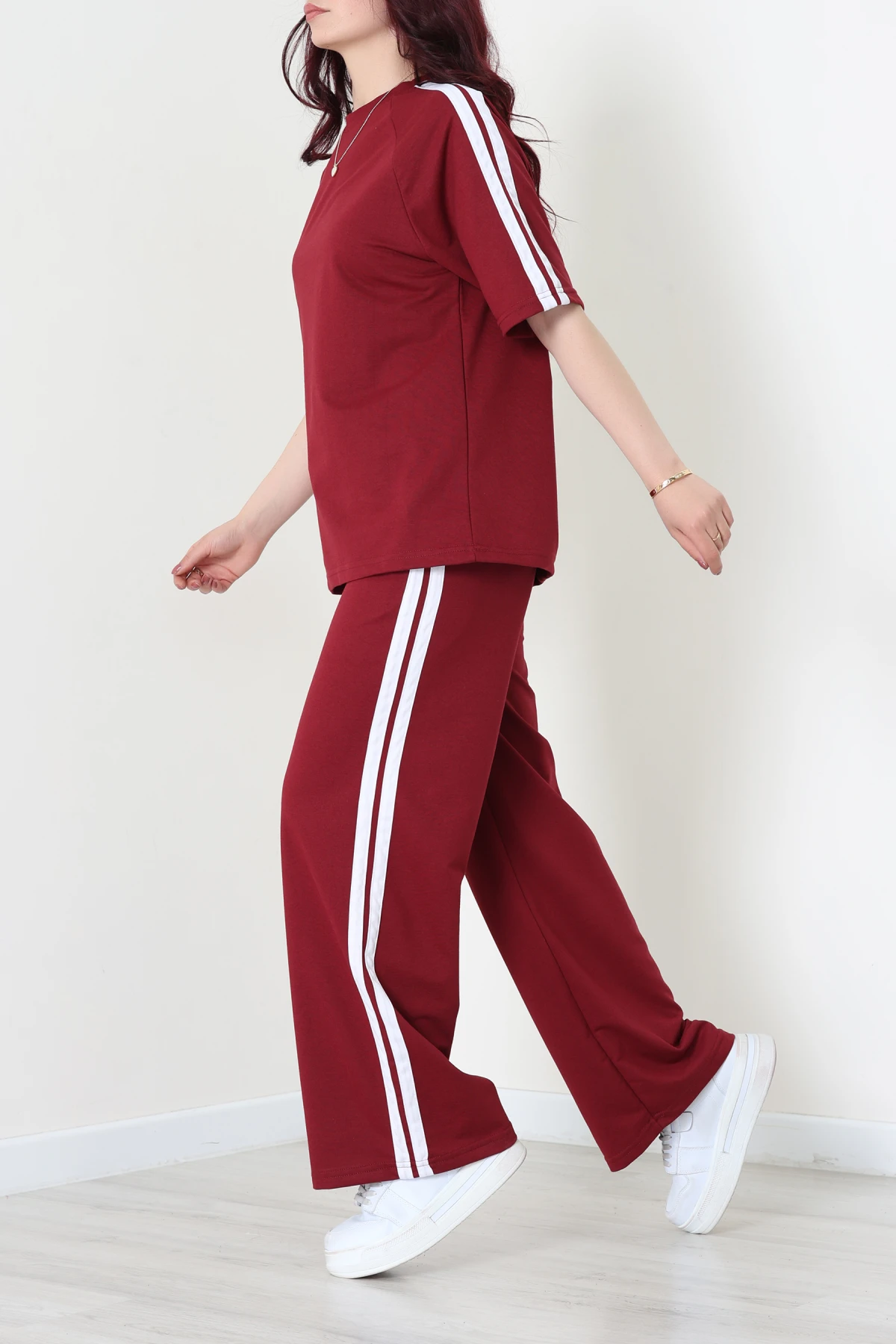 2 İplik Şeritli Eşofman Takımı Bordo - 32262.1567.