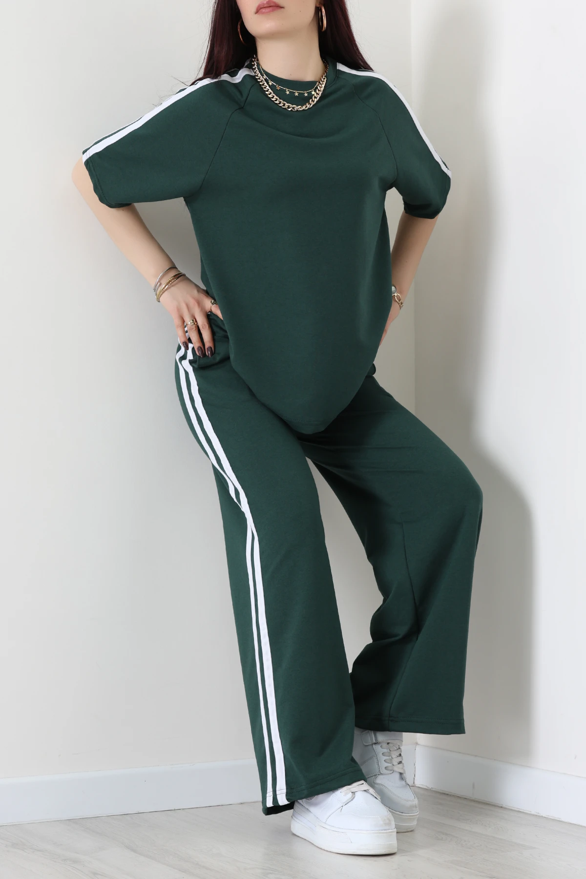 2 İplik Şeritli Eşofman Takımı Zümrüt - 32262.1567.