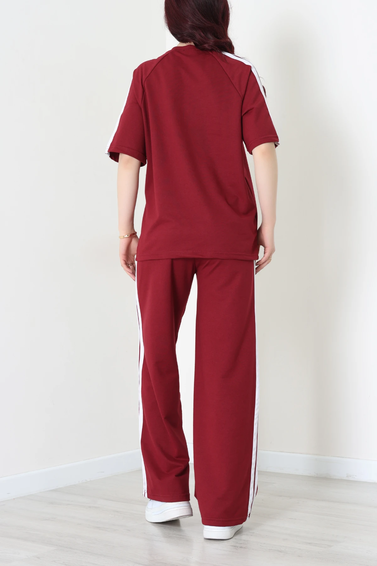 2 İplik Şeritli Eşofman Takımı Bordo - 32262.1567.