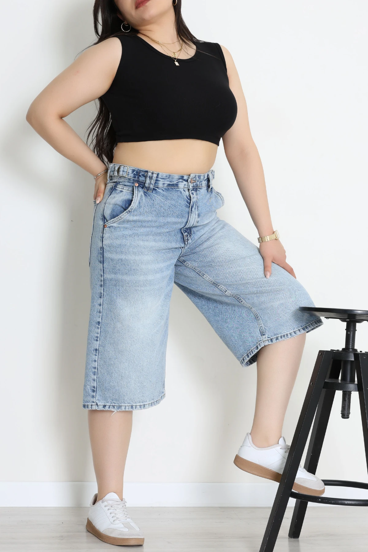 Büyük Beden Kot Şort Açıkmavi - 32280331.1968.