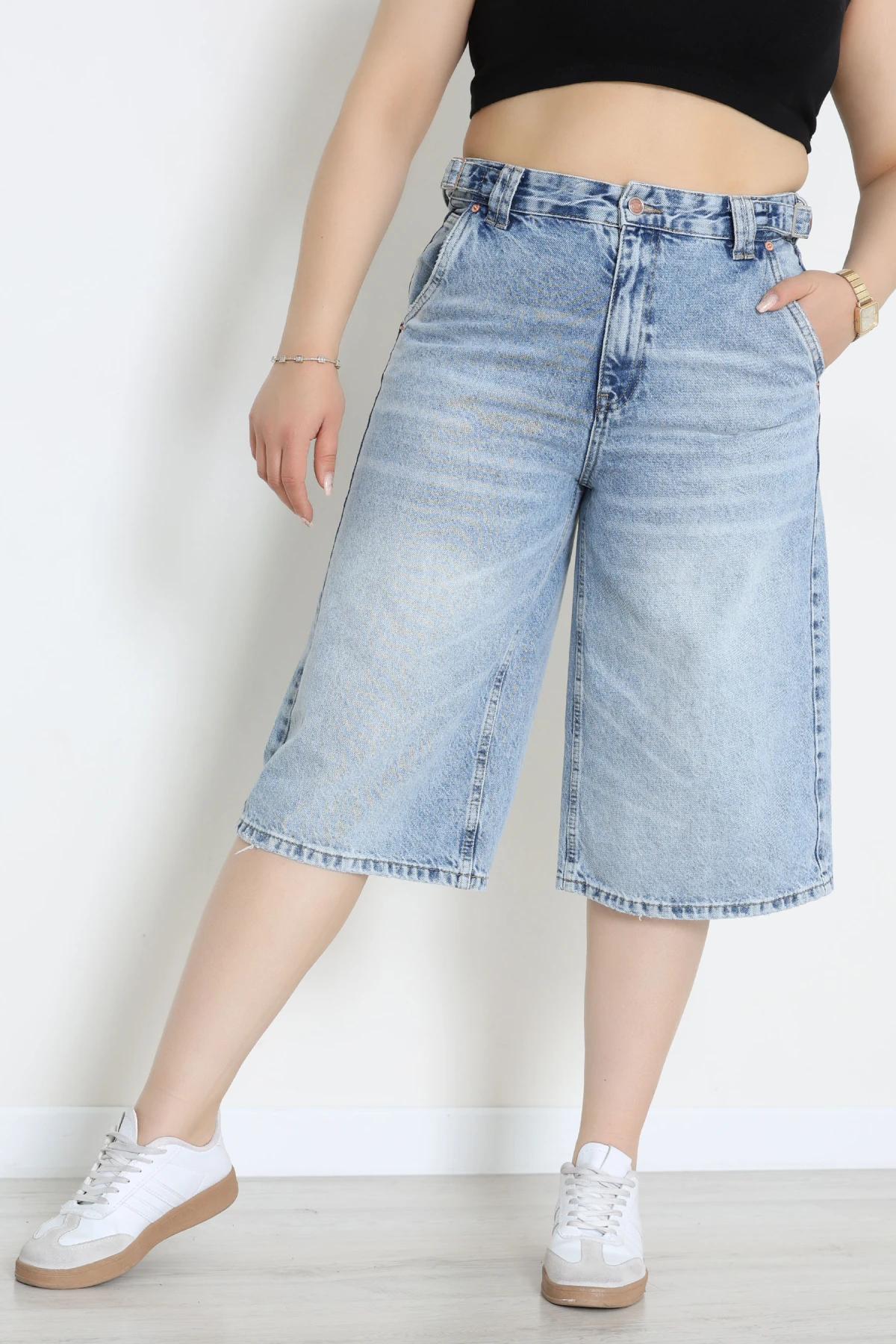 Büyük Beden Kot Şort Açıkmavi - 32280331.1968.