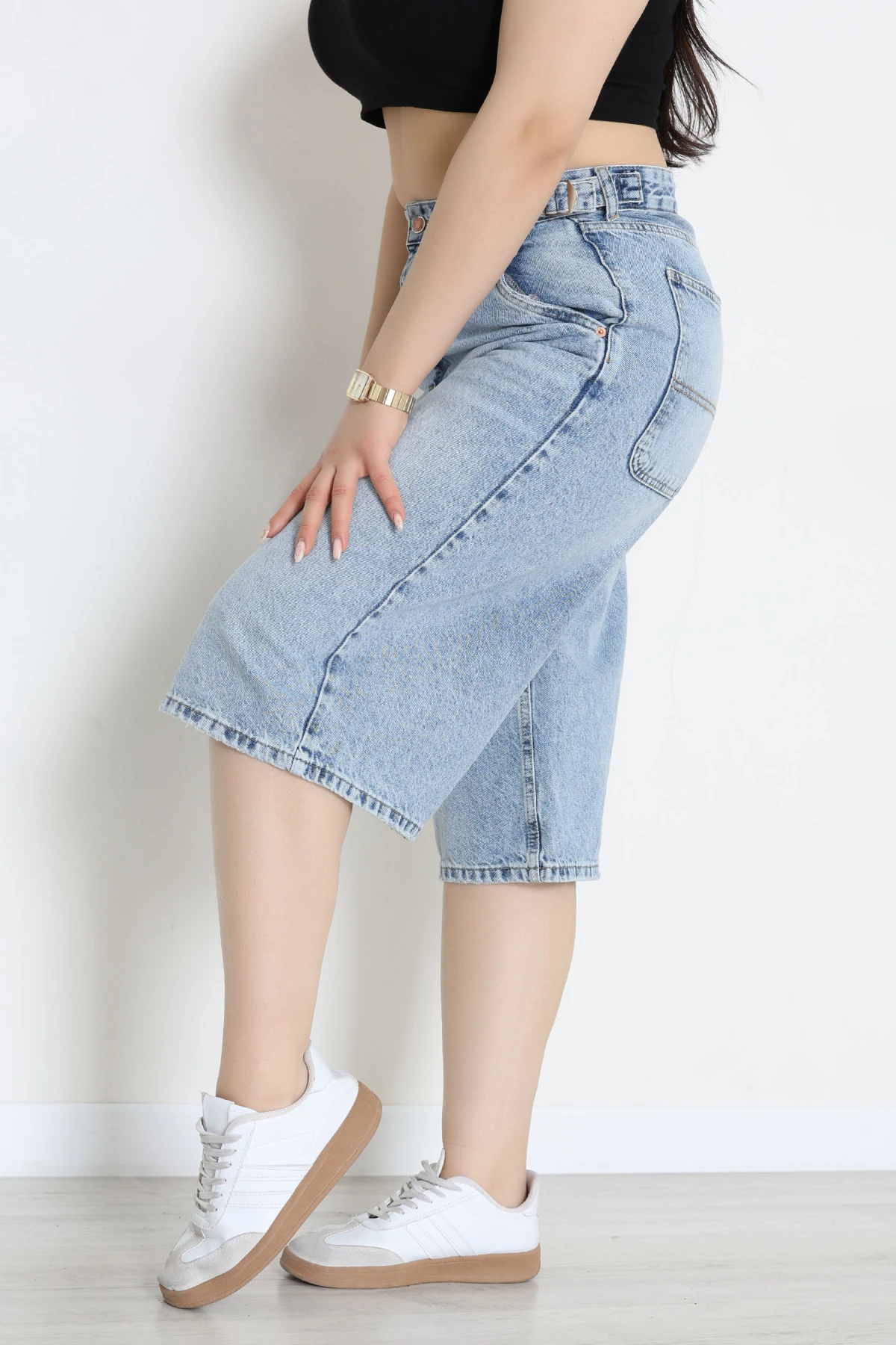 Büyük Beden Kot Şort Açıkmavi - 32280331.1968.