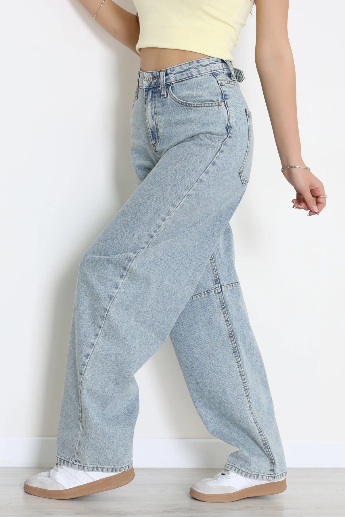 Arkası Tokalı Baggy Kot Pantolon Açıkmavi - 32476.1904.