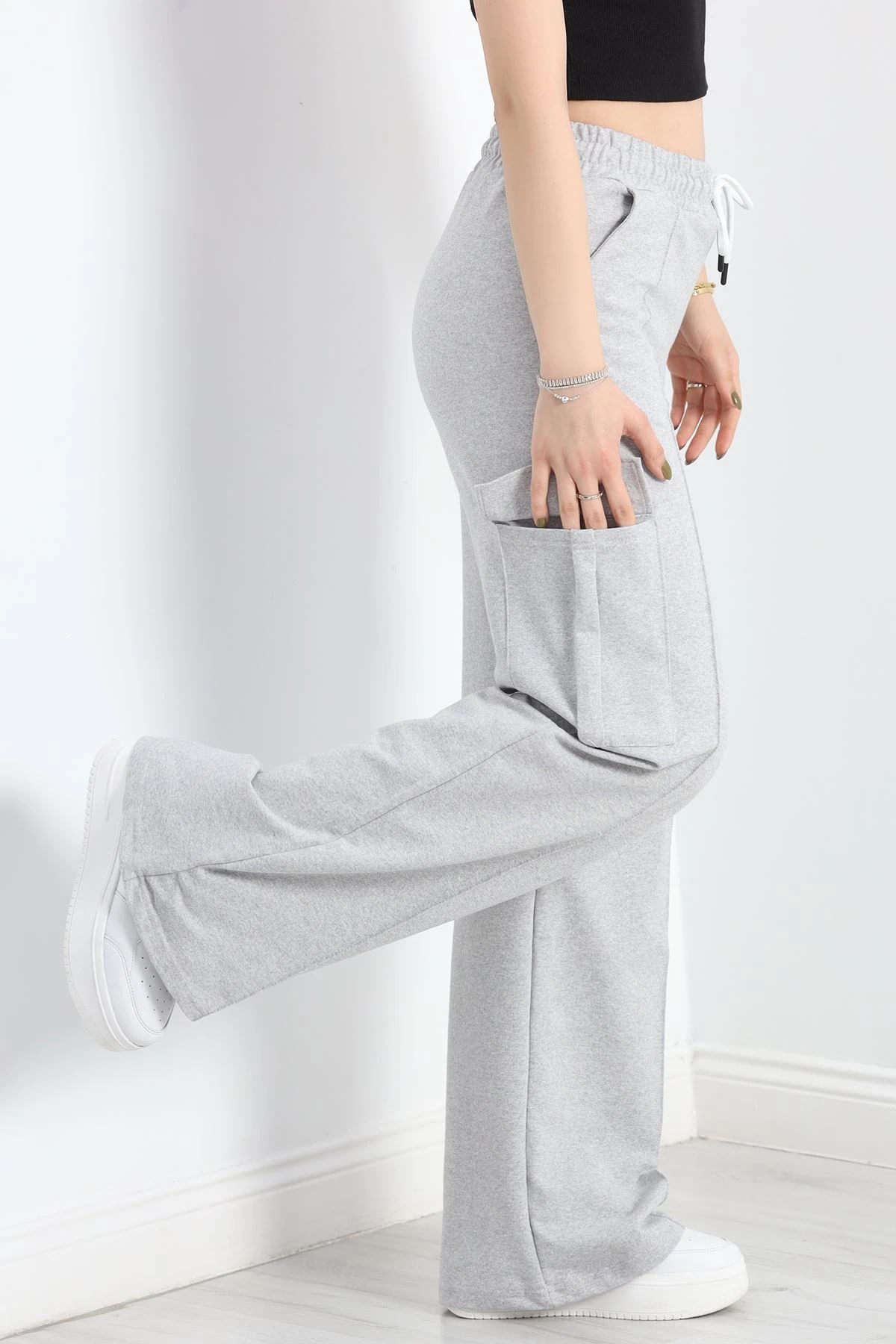 2 İplik Çımalı Kargo Eşofman Altı Gri - 40020.1857.