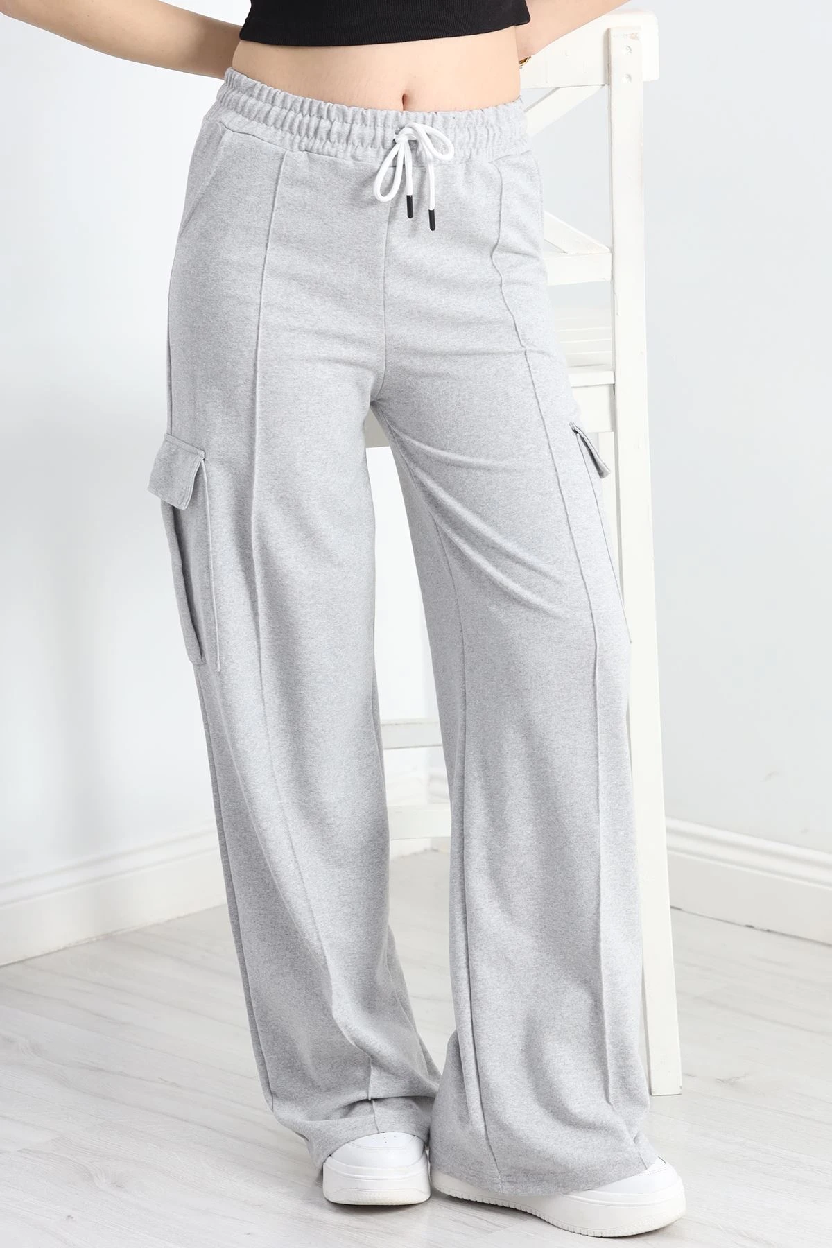 2 İplik Çımalı Kargo Eşofman Altı Gri - 40020.1857.