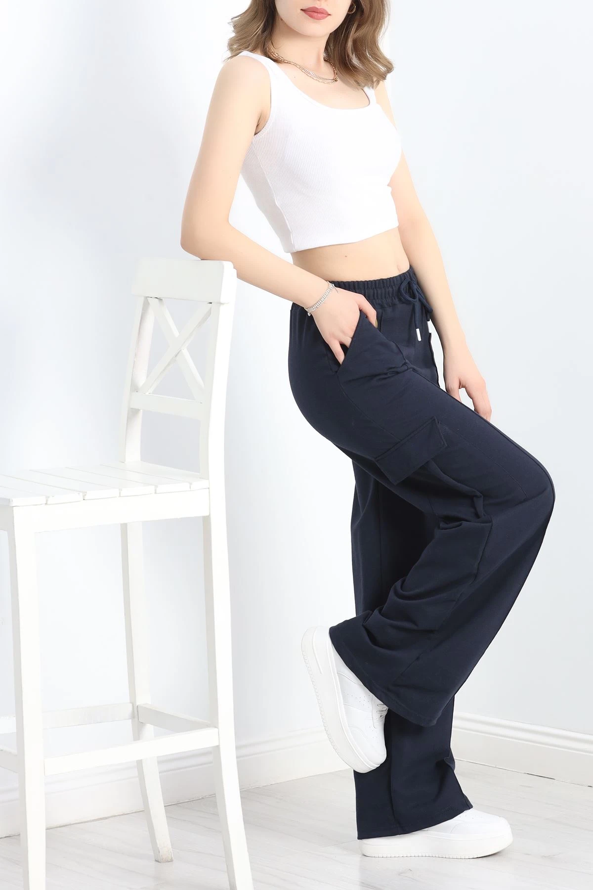 2 İplik Çımalı Kargo Eşofman Altı Lacivert - 40020.1857.