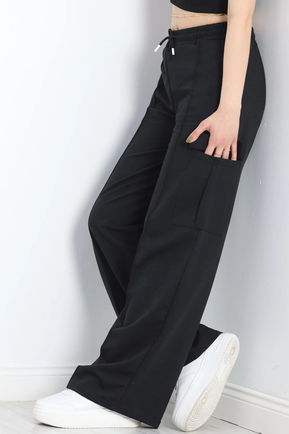 2 İplik Çımalı Kargo Eşofman Altı Siyah - 40020.1857.