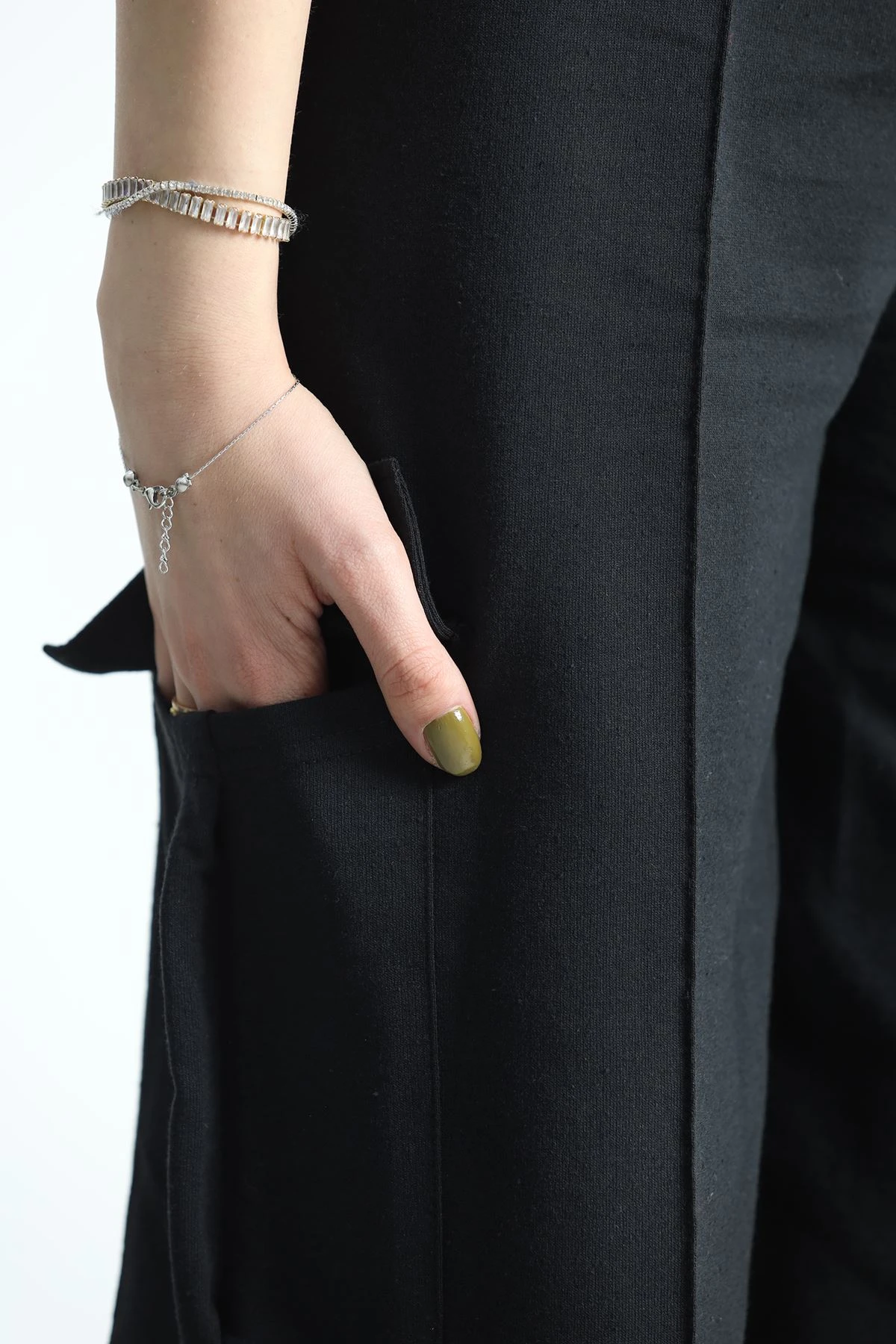 2 İplik Çımalı Kargo Eşofman Altı Siyah - 40020.1857.