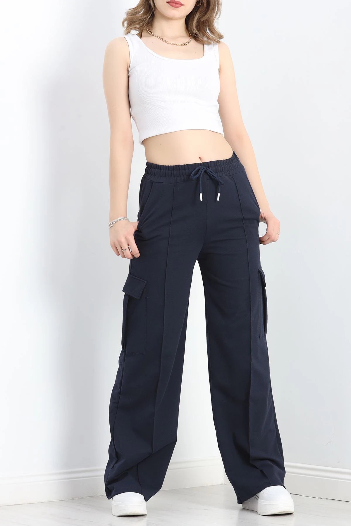 2 İplik Çımalı Kargo Eşofman Altı Lacivert - 40020.1857.