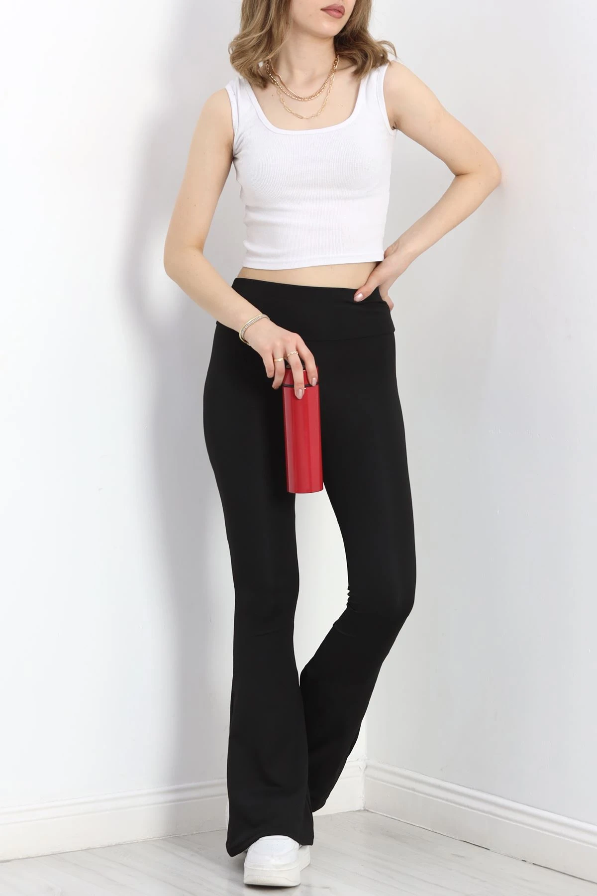 Bel Baskılı İspanyol Paça Tayt Siyah - 40124.1098.