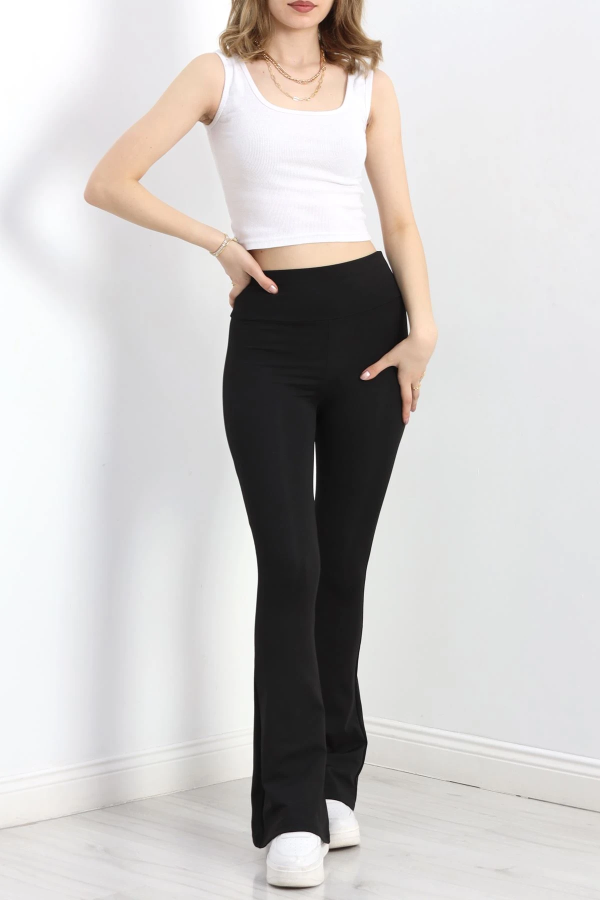 Bel Baskılı İspanyol Paça Tayt Siyah - 40124.1098.