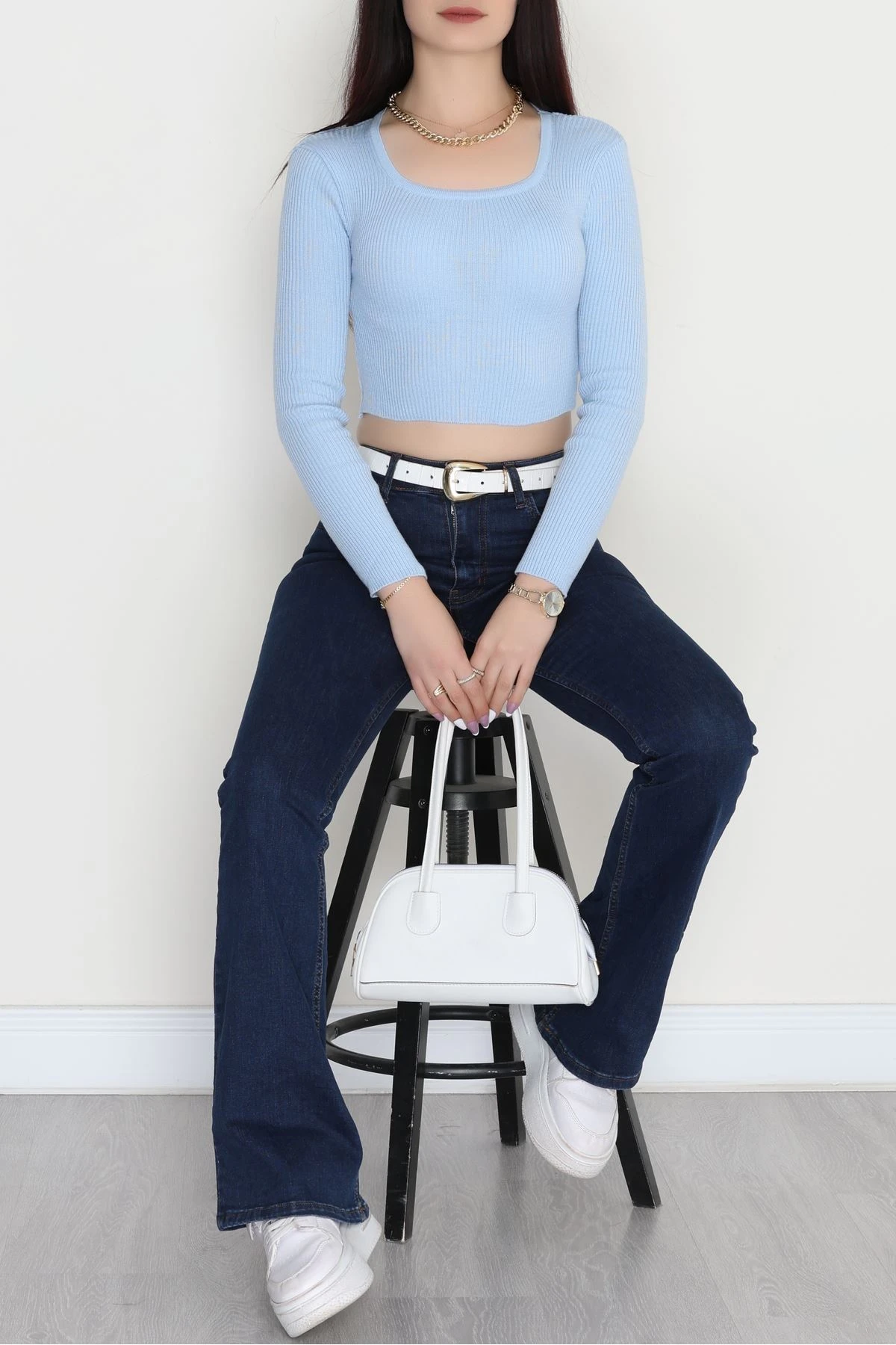 Kare Yaka Triko Bebemavi - 4012.2043.