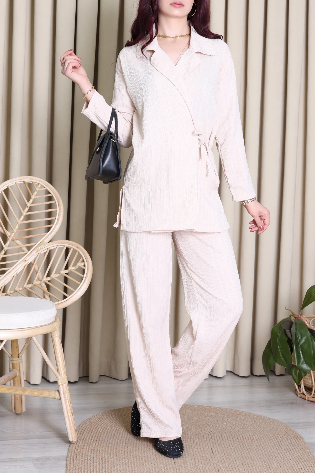 Bağlamalı Kaş Takım Bej - 4159.1247.