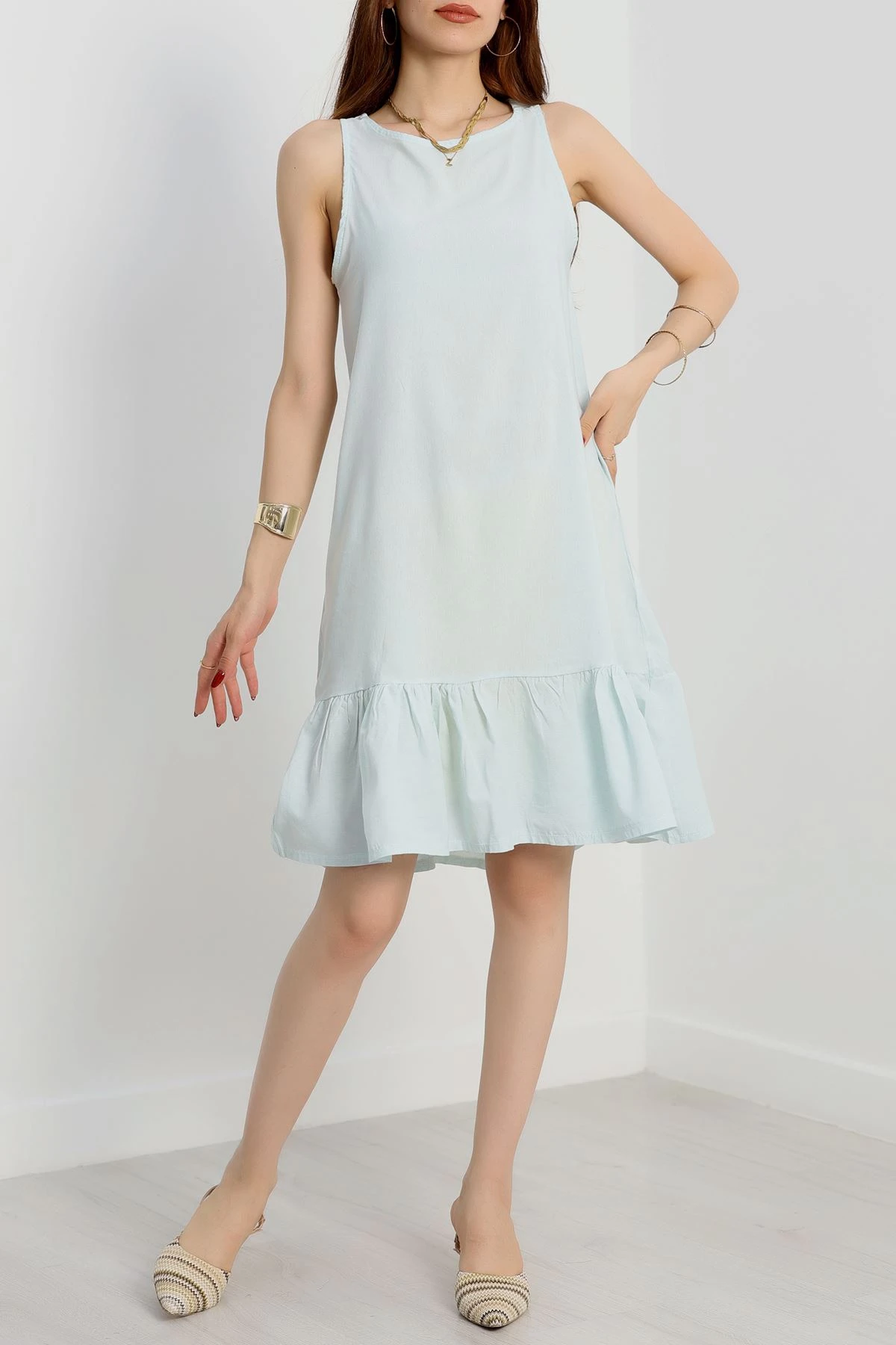 Altı Fırfırlı Elbise Mint - 41851.1723.