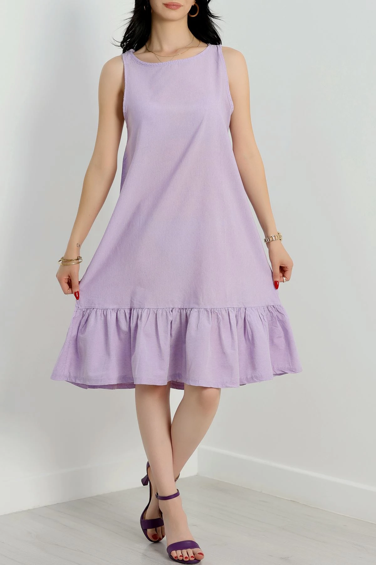 Altı Fırfırlı Elbise Lila - 41851.1723.