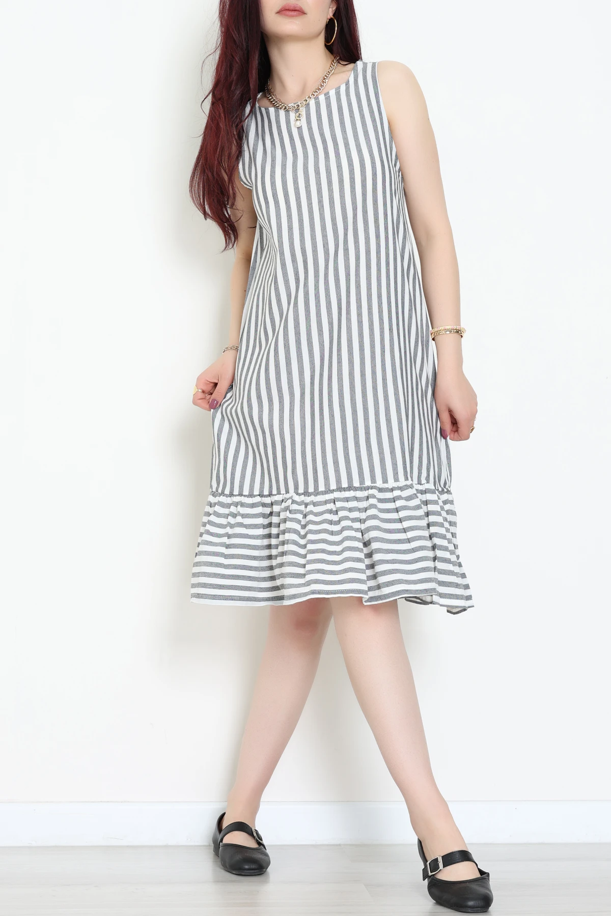 Altı Fırfırlı Elbise Beyazfüme - 41851.1723.