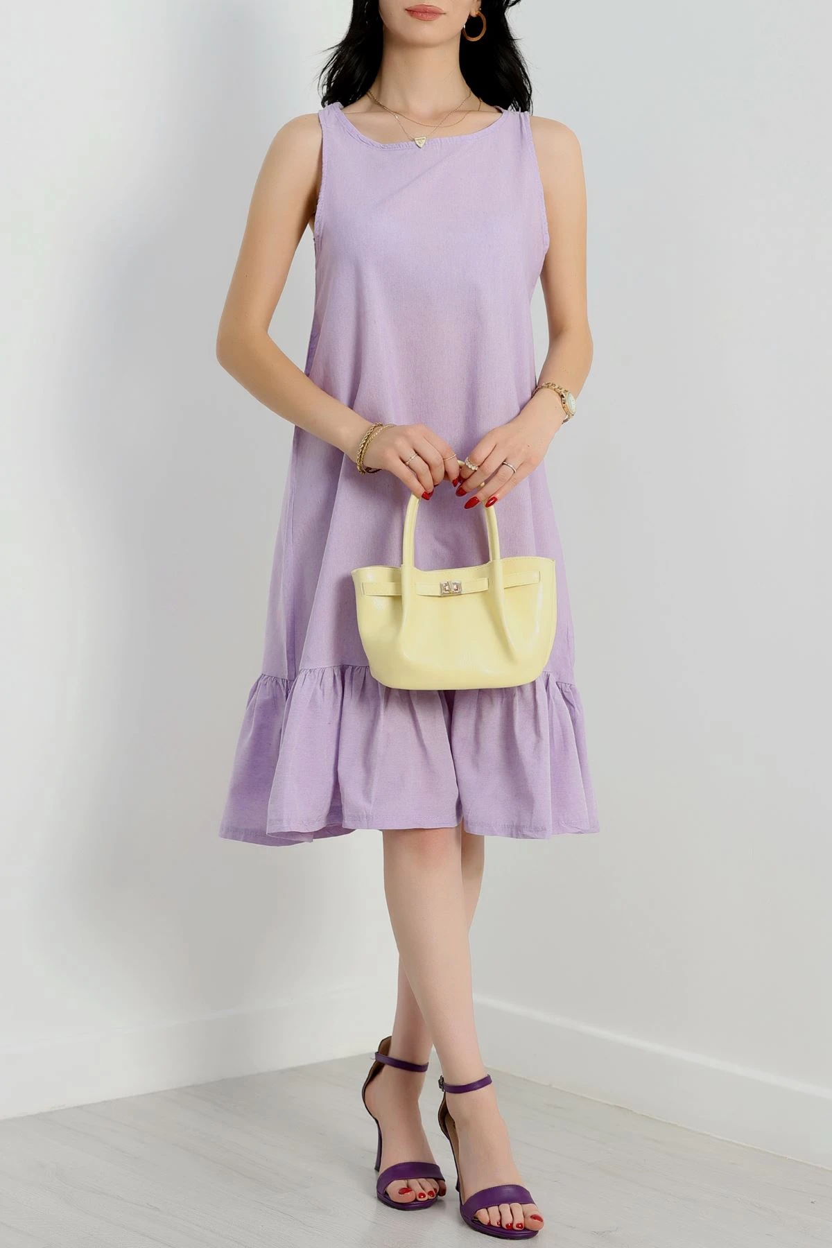 Altı Fırfırlı Elbise Lila - 41851.1723.