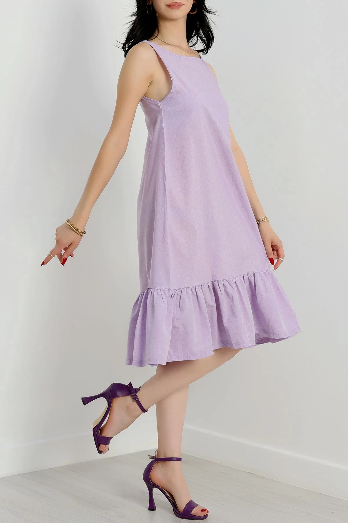 Altı Fırfırlı Elbise Lila - 41851.1723.