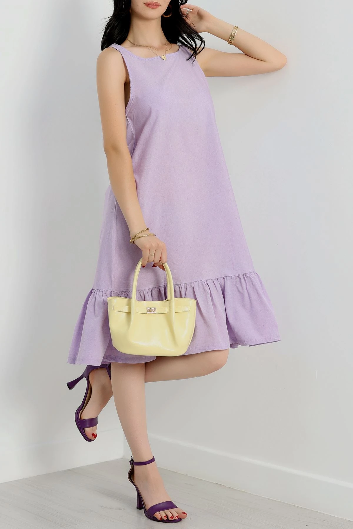 Altı Fırfırlı Elbise Lila - 41851.1723.