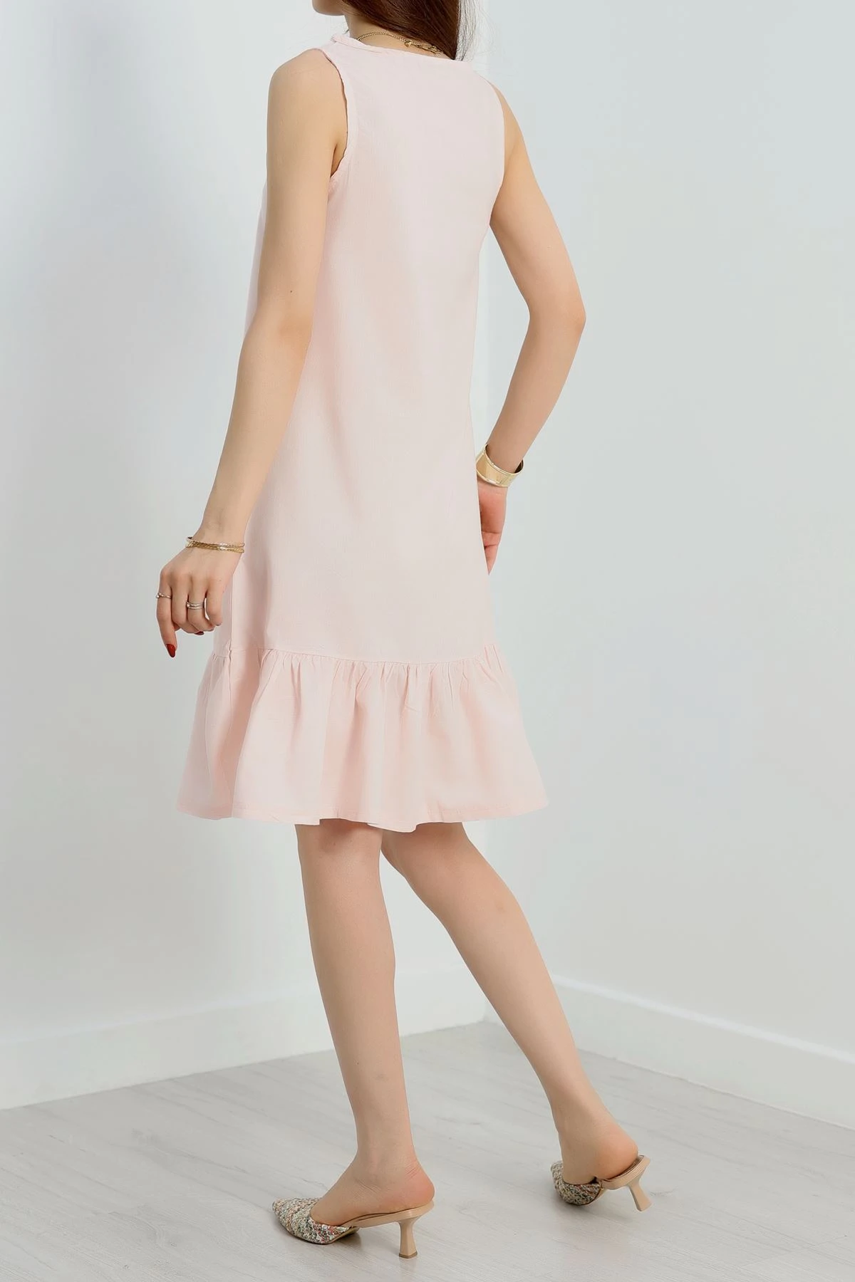 Altı Fırfırlı Elbise Pudra - 41851.1723.