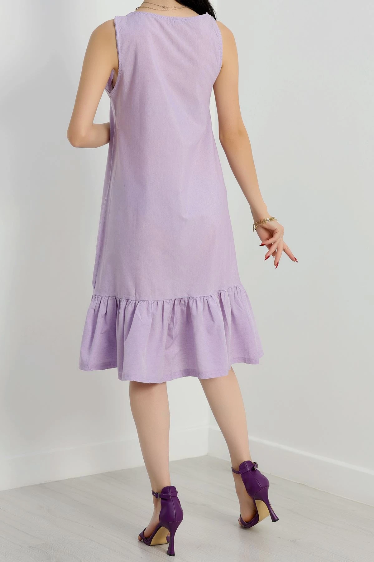 Altı Fırfırlı Elbise Lila - 41851.1723.