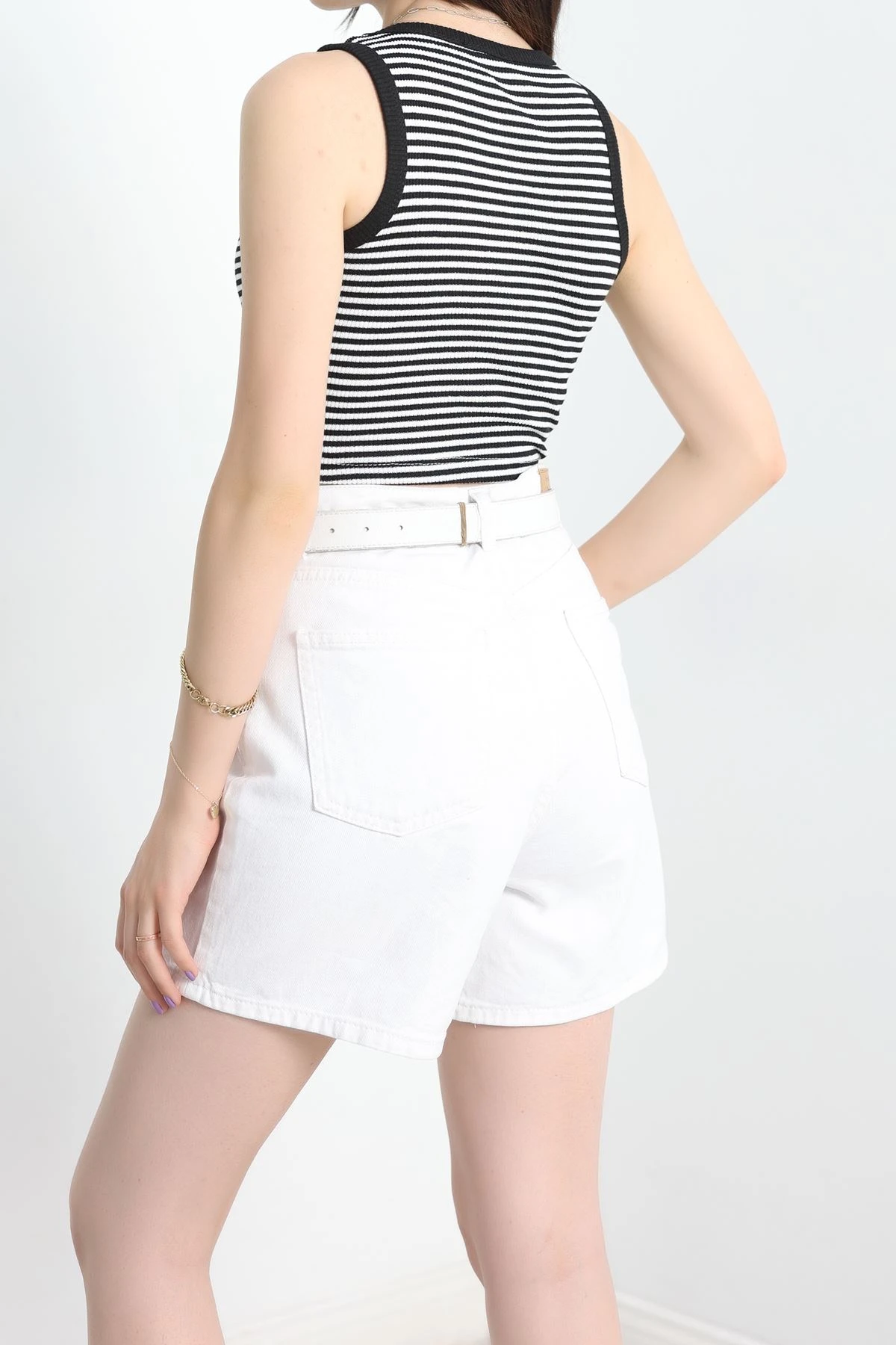 Bisiklet Yaka Çizgili Atlet Siyahbeyaz - 42077.1567.