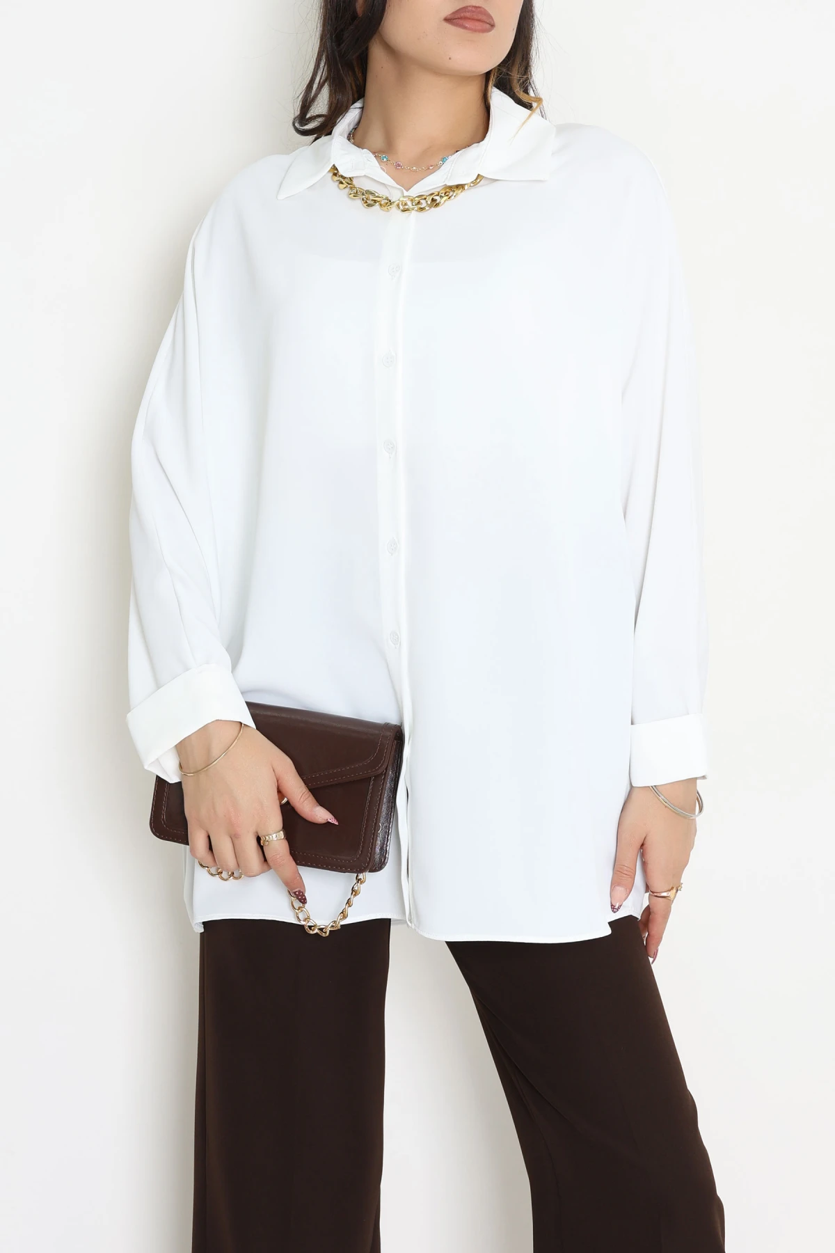 Aksesuarlı Gömlek Beyaz - 4239.360.