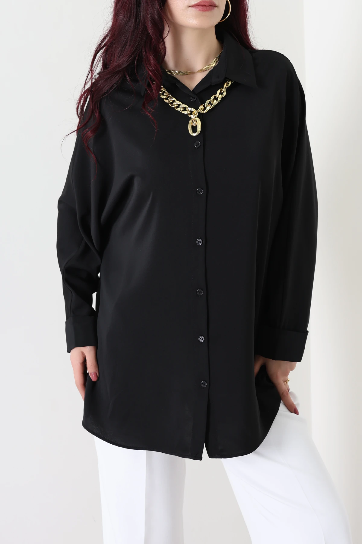 Aksesuarlı Gömlek Siyah - 4239.360.