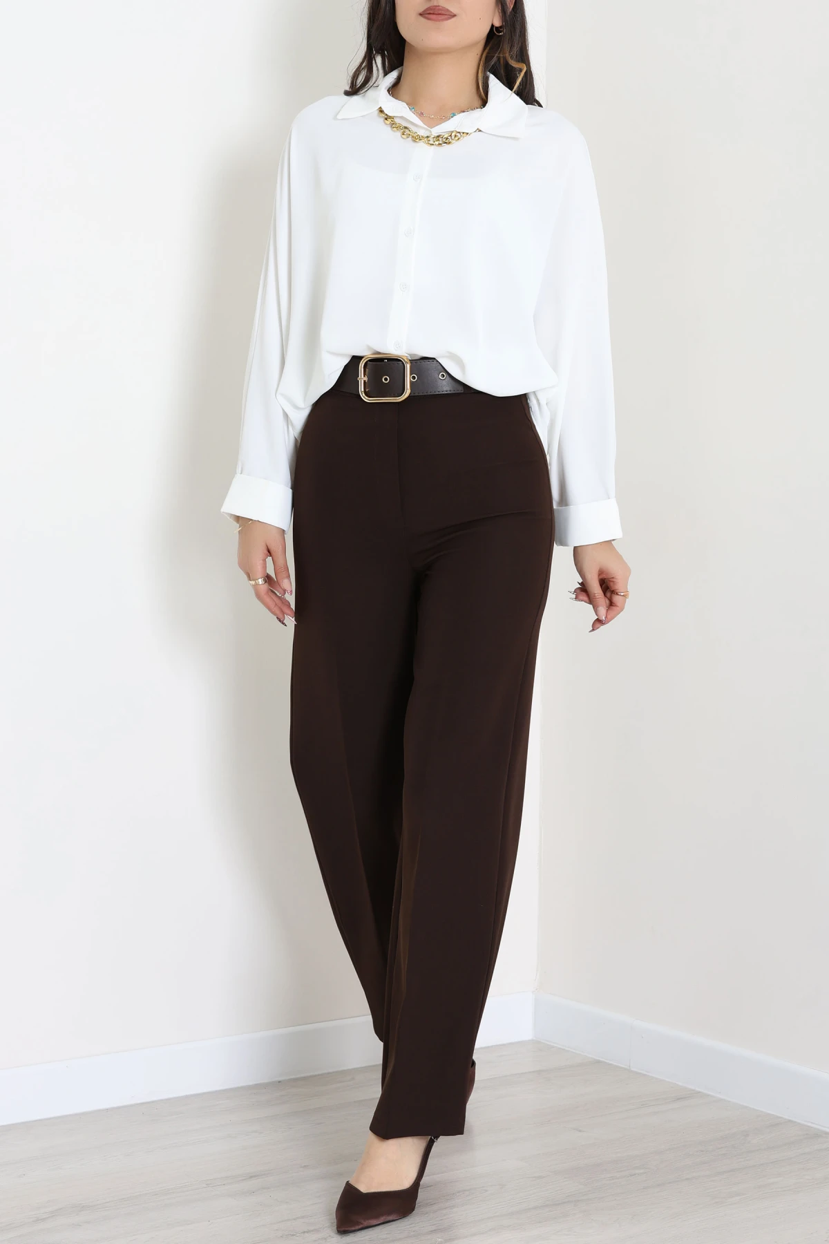 Aksesuarlı Gömlek Beyaz - 4239.360.